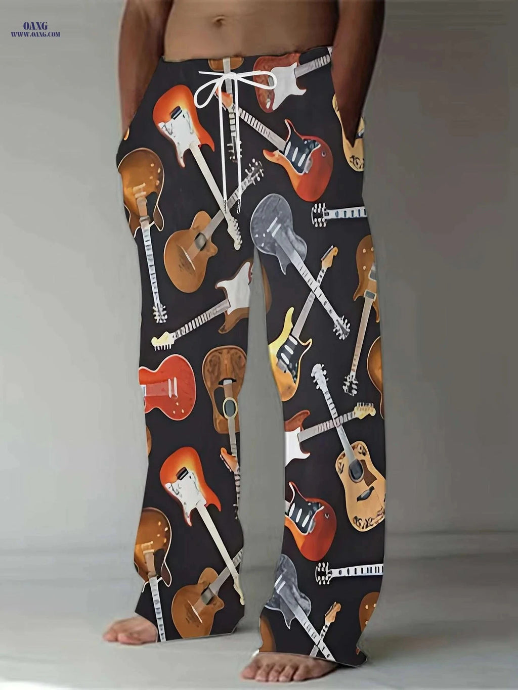 Men's Straight-Leg Sports Pants - Casual All Over Print Design   OAXG 