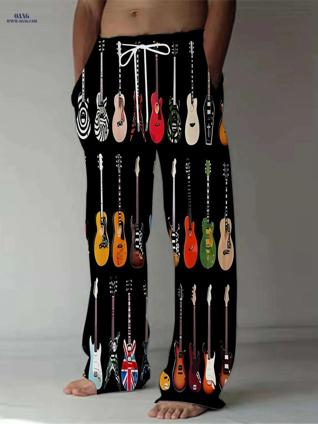 Men's Straight-Leg Sports Pants - Casual All Over Print Design   OAXG 