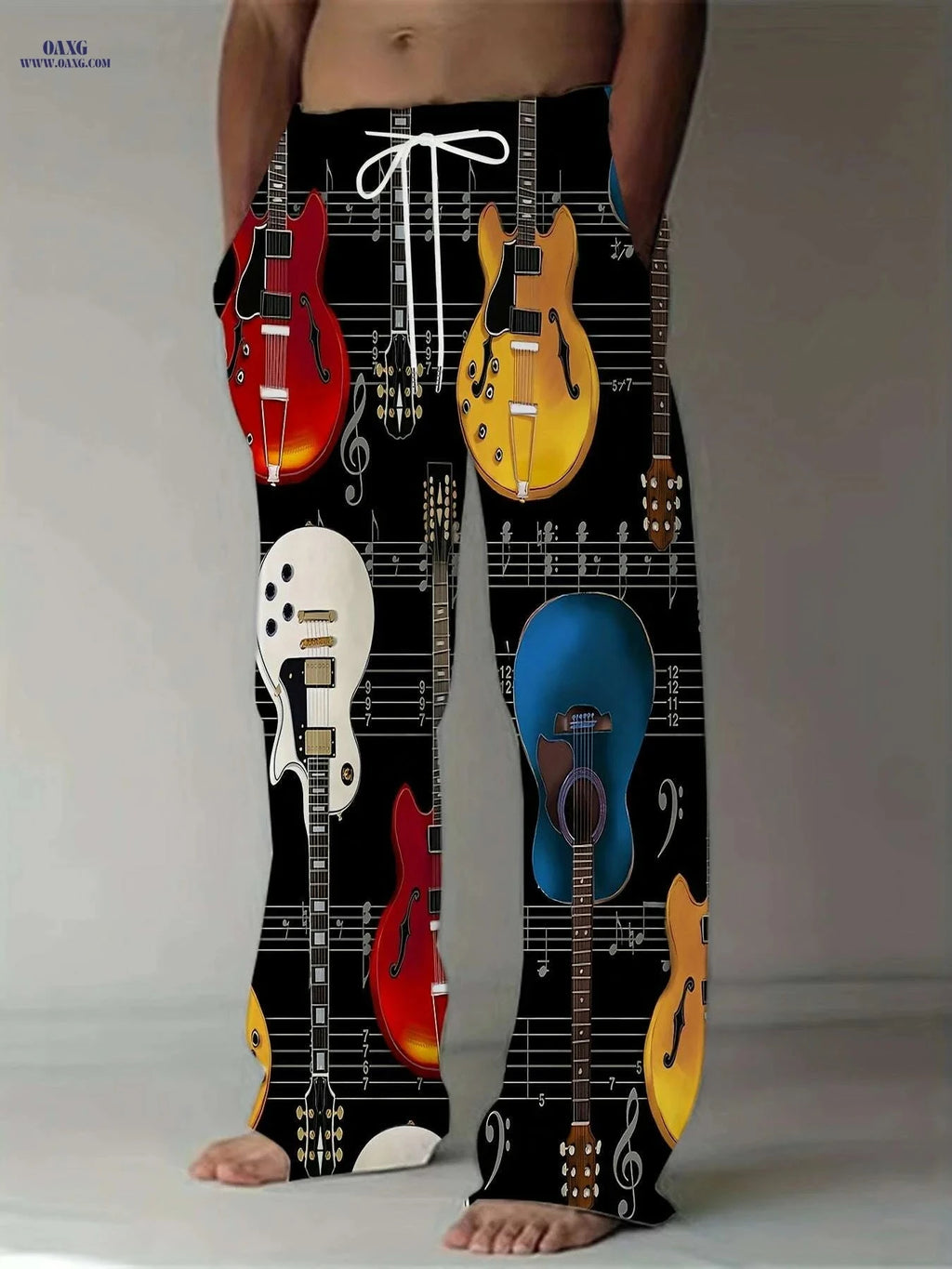 Men's Straight-Leg Sports Pants - Casual All Over Print Design   OAXG 