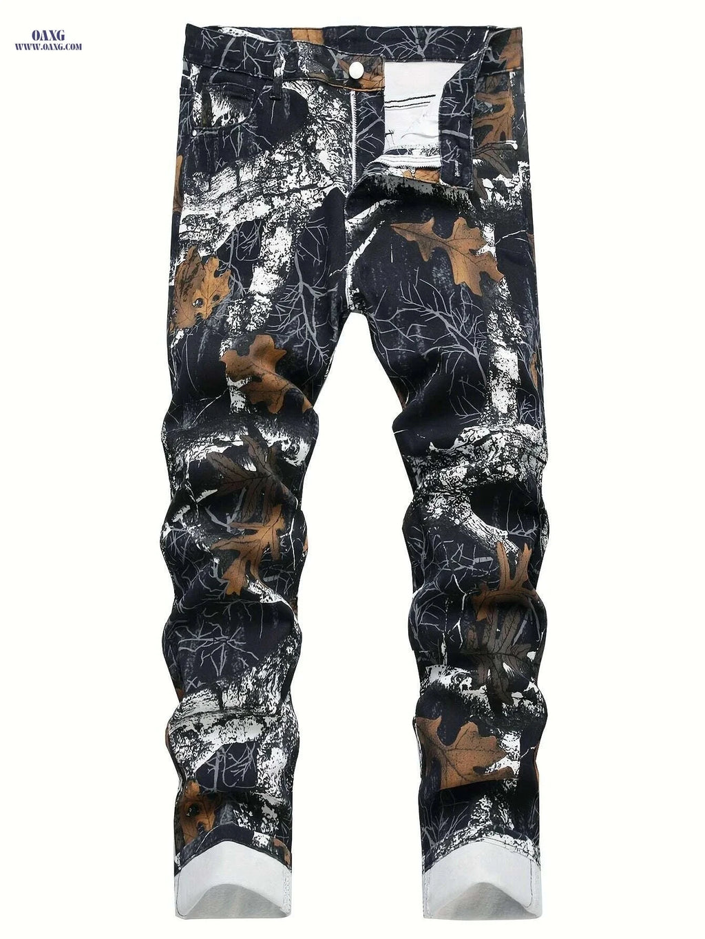 Men's Stretch Denim Pants - Stylish Autumn Print, Slim Fit, Casual Wear   OAXG 