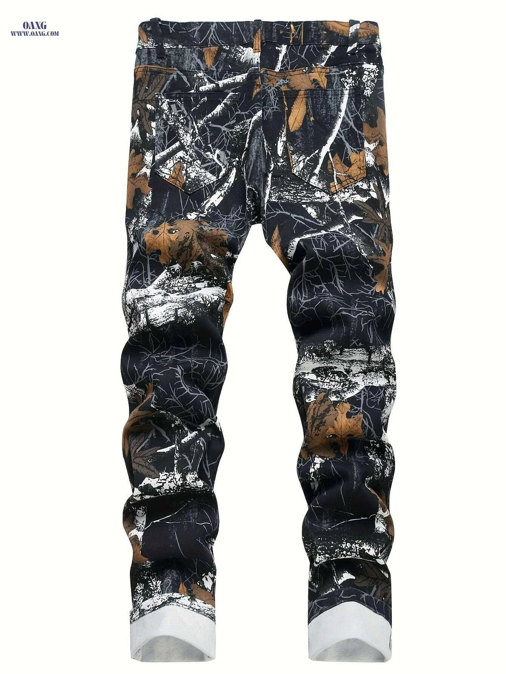 Men's Stretch Denim Pants - Stylish Autumn Print, Slim Fit, Casual Wear   OAXG Mixed Color / 28