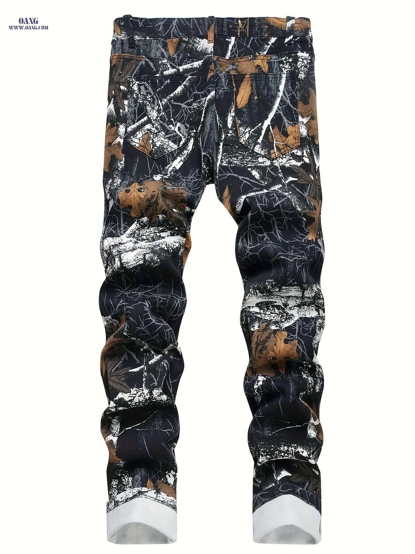 Men's Stretch Denim Pants - Stylish Autumn Print, Slim Fit, Casual Wear   OAXG Mixed Color / 28