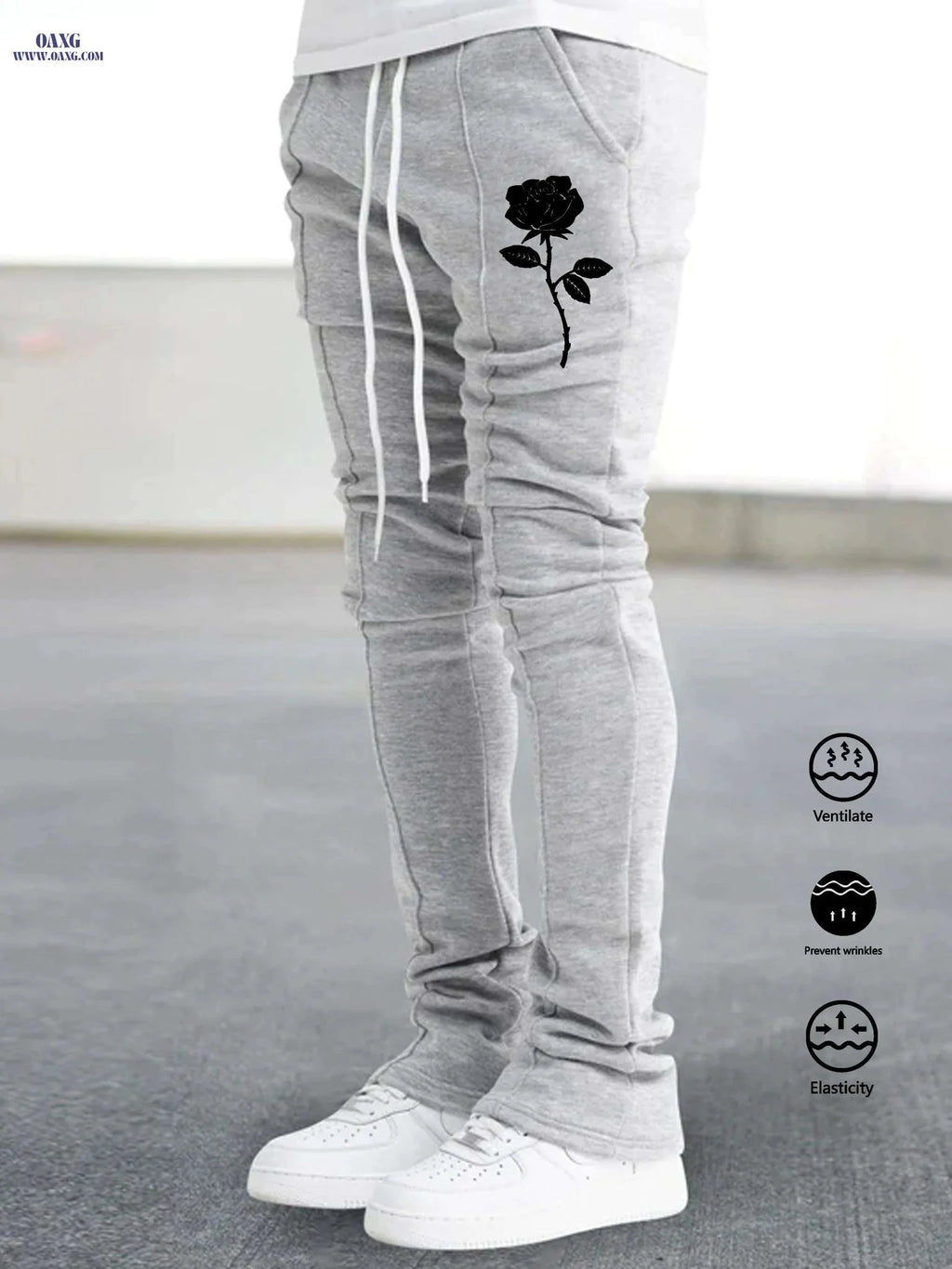 Men's Stretch Flare Pants - Breathable Joggers with Joyful Design   OAXG 