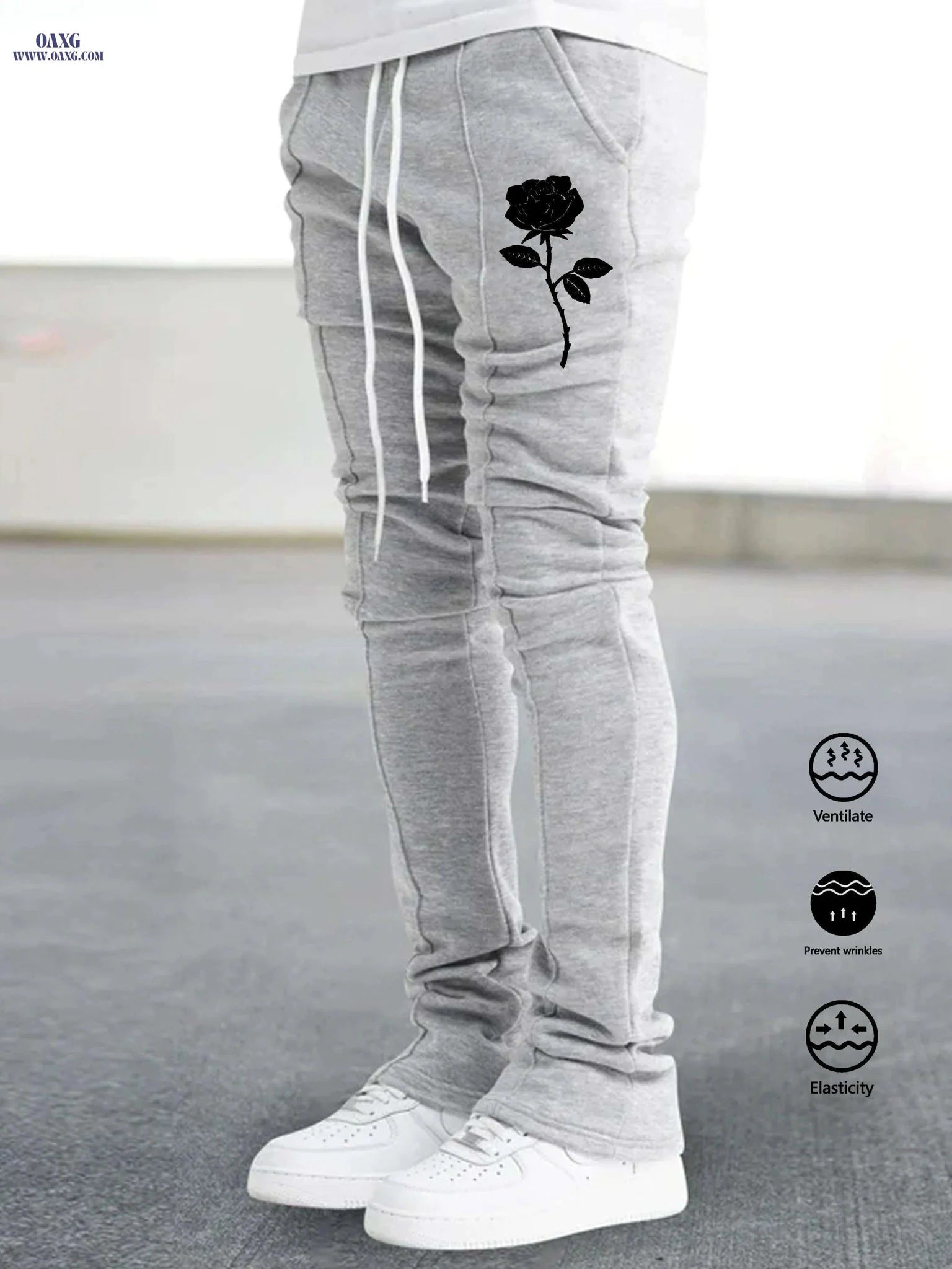 Men's Stretch Flare Pants - Breathable Joggers with Joyful Design   OAXG 