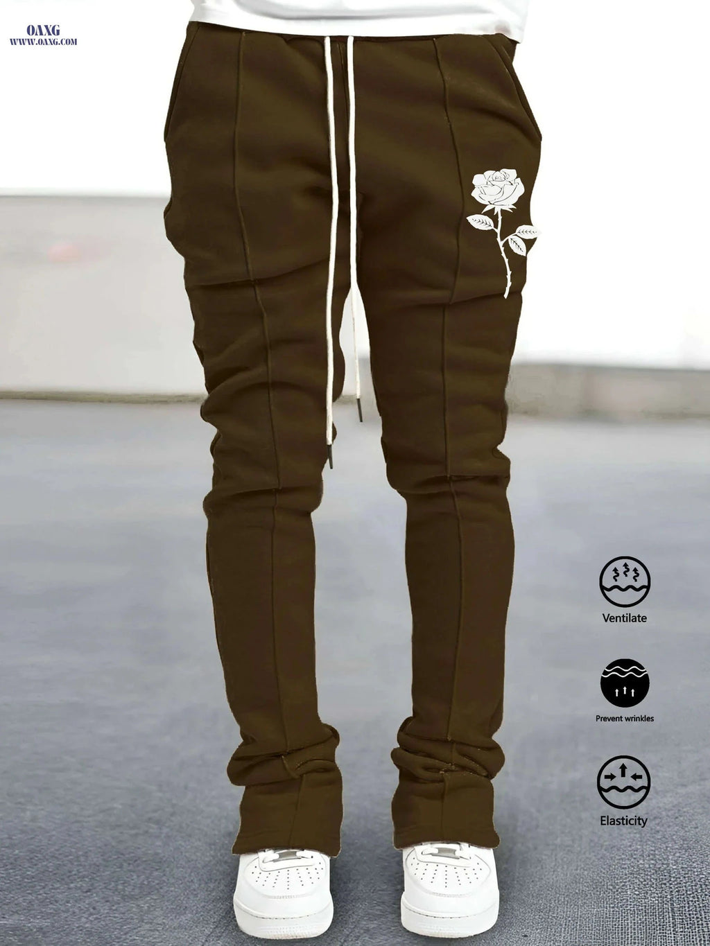Men's Stretch Flare Pants - Breathable Joggers with Joyful Design   OAXG Black / S