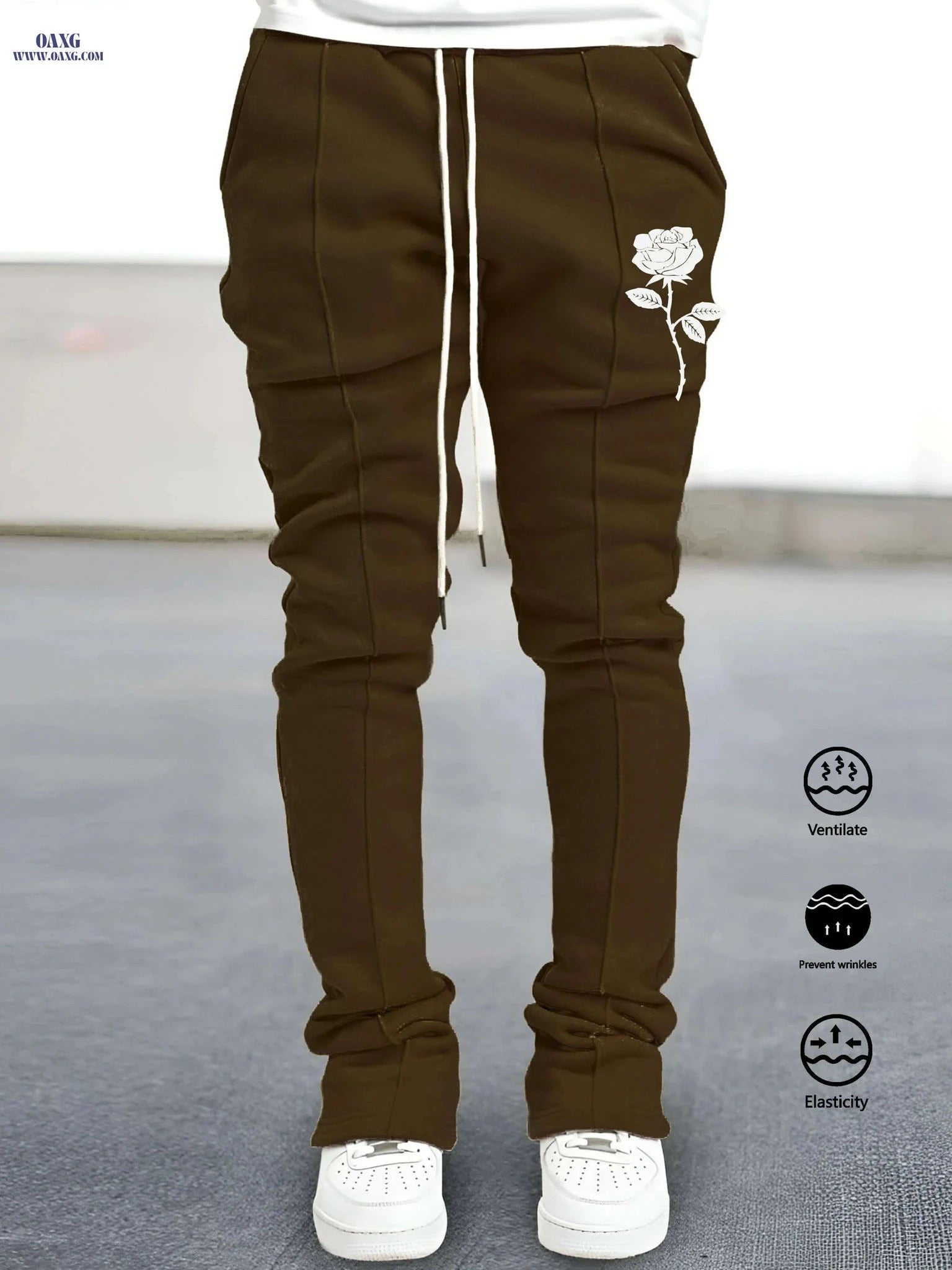 Men's Stretch Flare Pants - Breathable Joggers with Joyful Design   OAXG Black / S