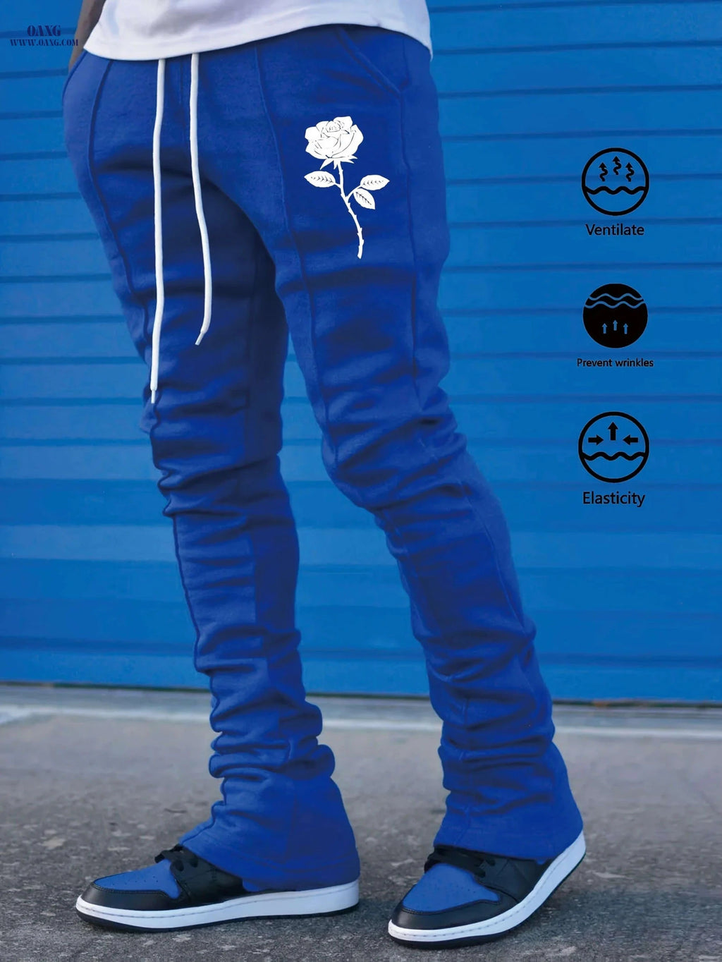 Men's Stretch Flare Pants - Breathable Joggers with Joyful Design   OAXG Black / S