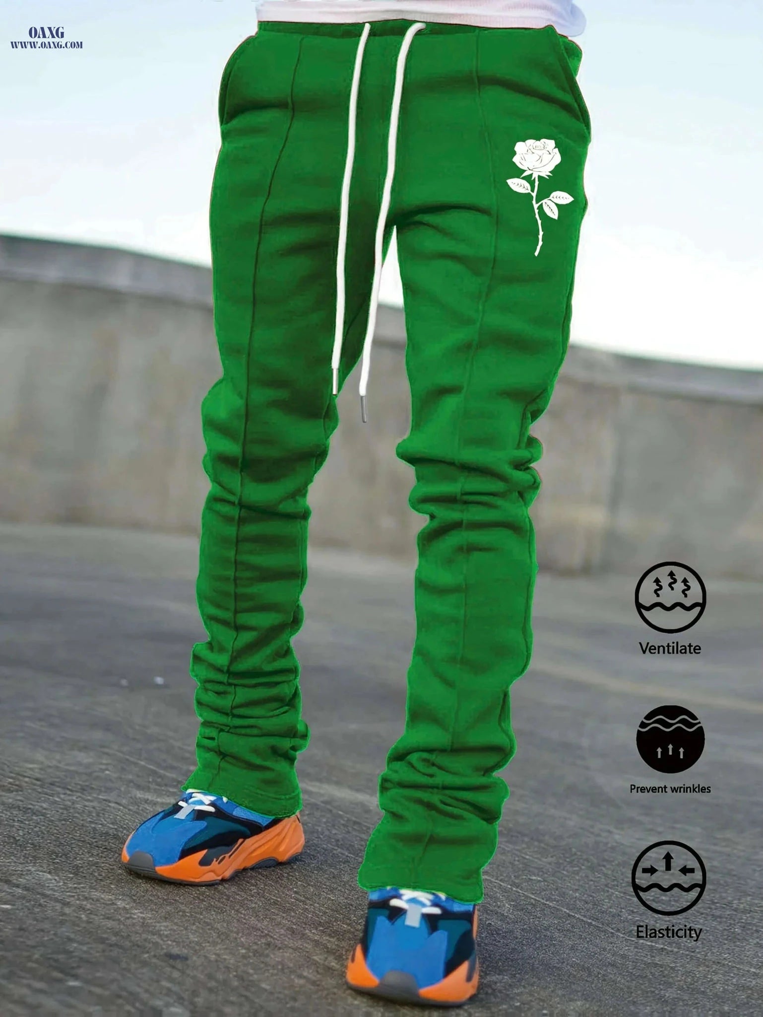 Men's Stretch Flare Pants - Breathable Joggers with Joyful Design   OAXG Black / S