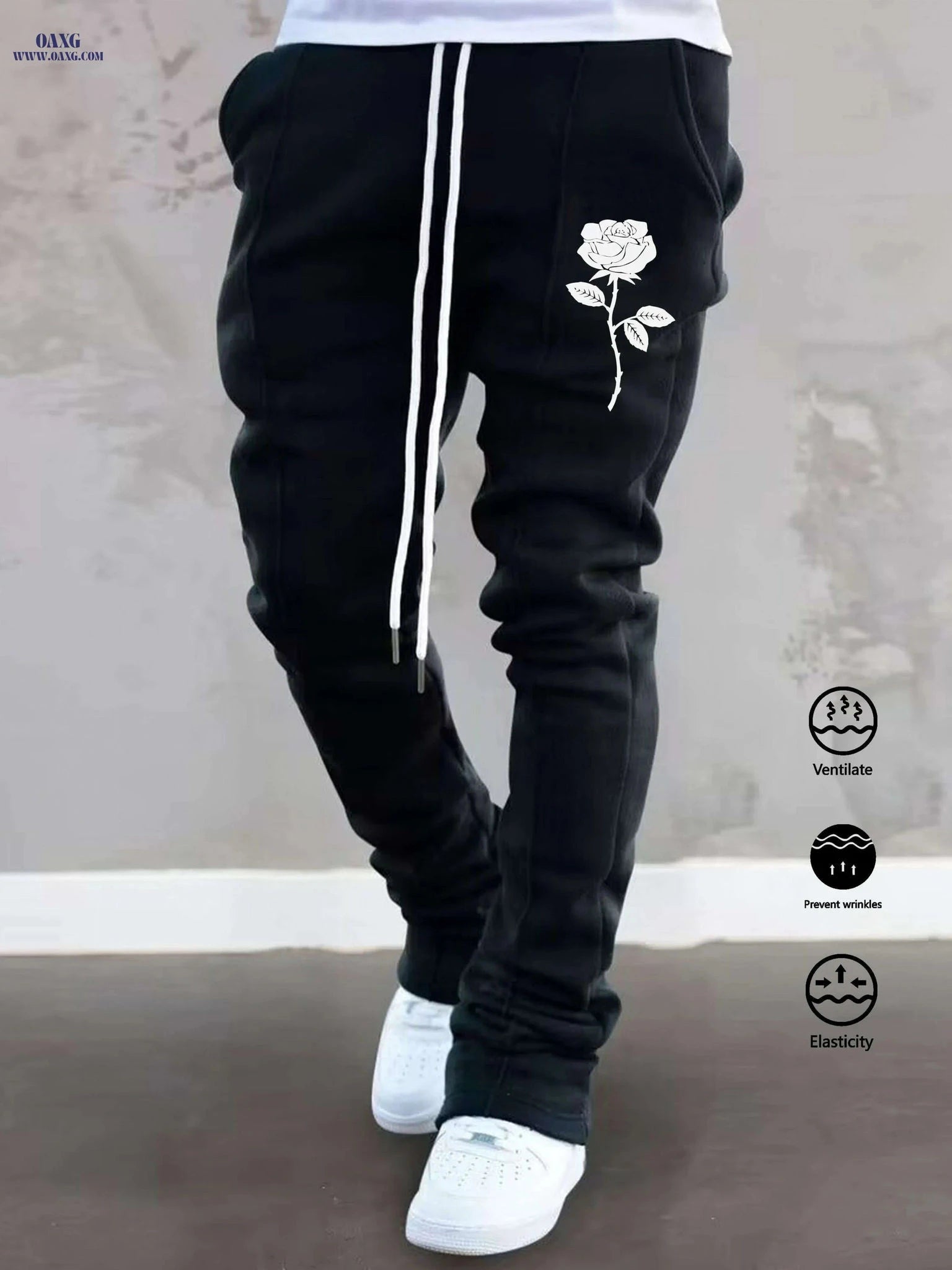 Men's Stretch Flare Pants - Breathable Joggers with Joyful Design   OAXG 