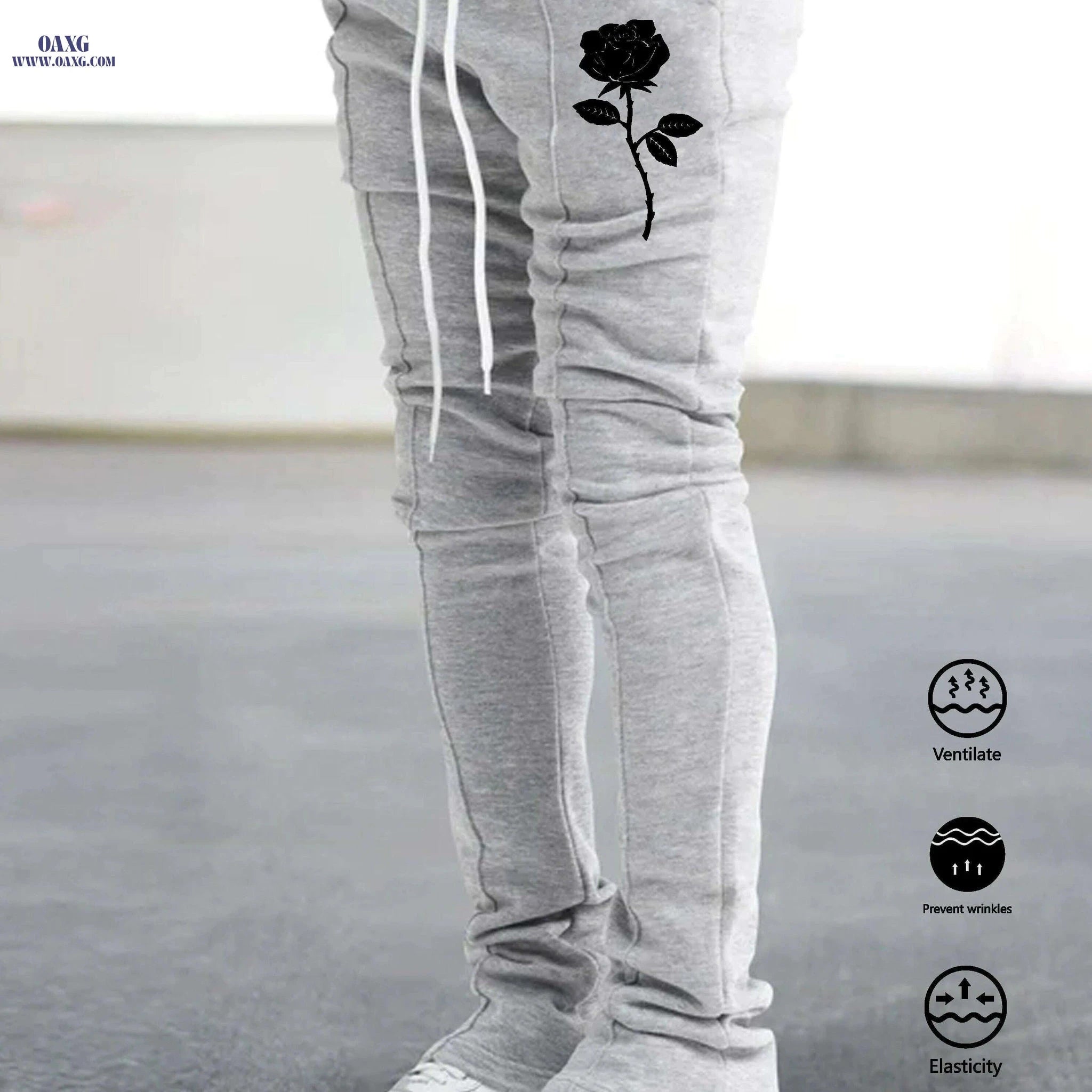 Men's Stretch Flare Pants - Breathable Joggers with Joyful Design   OAXG 