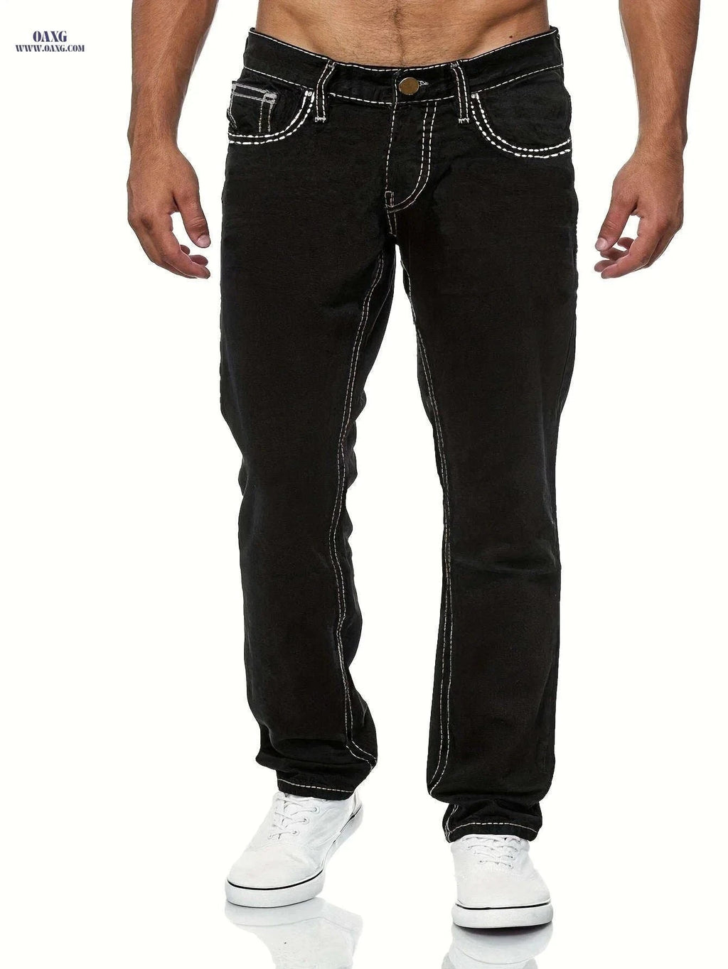 Men's Stretch Jeans - All-Season Solid Color Skinny Fit Denim   OAXG Light Blue / FR S