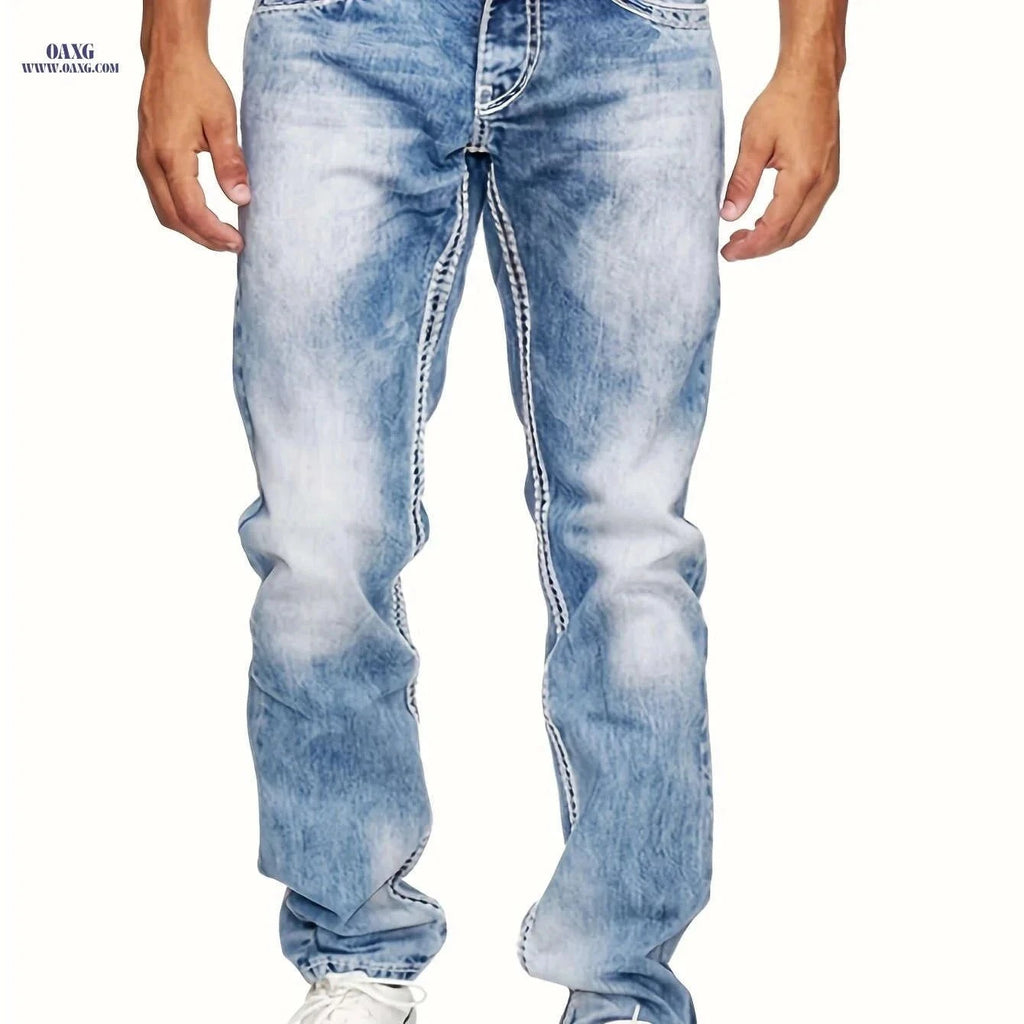 Men's Stretch Jeans - All-Season Solid Color Skinny Fit Denim   OAXG Light Blue / FR S