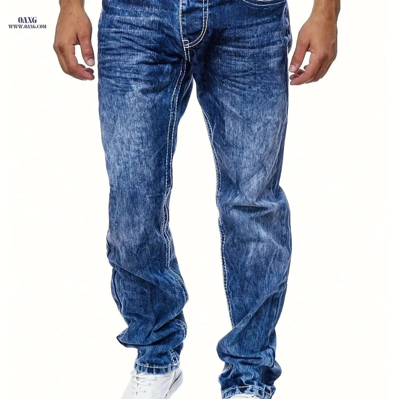 Men's Stretch Jeans - All-Season Solid Color Skinny Fit Denim   OAXG Light Blue / FR S