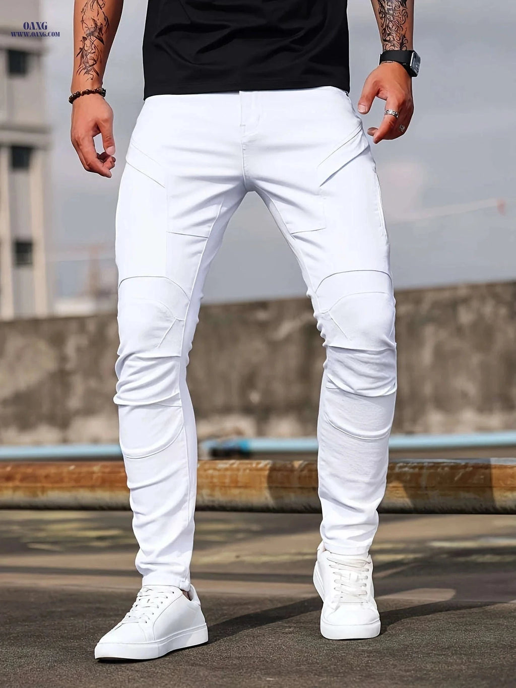 Men's Stretch Skinny Jeans - Slim-Fit Soft Denim for All Seasons   OAXG 