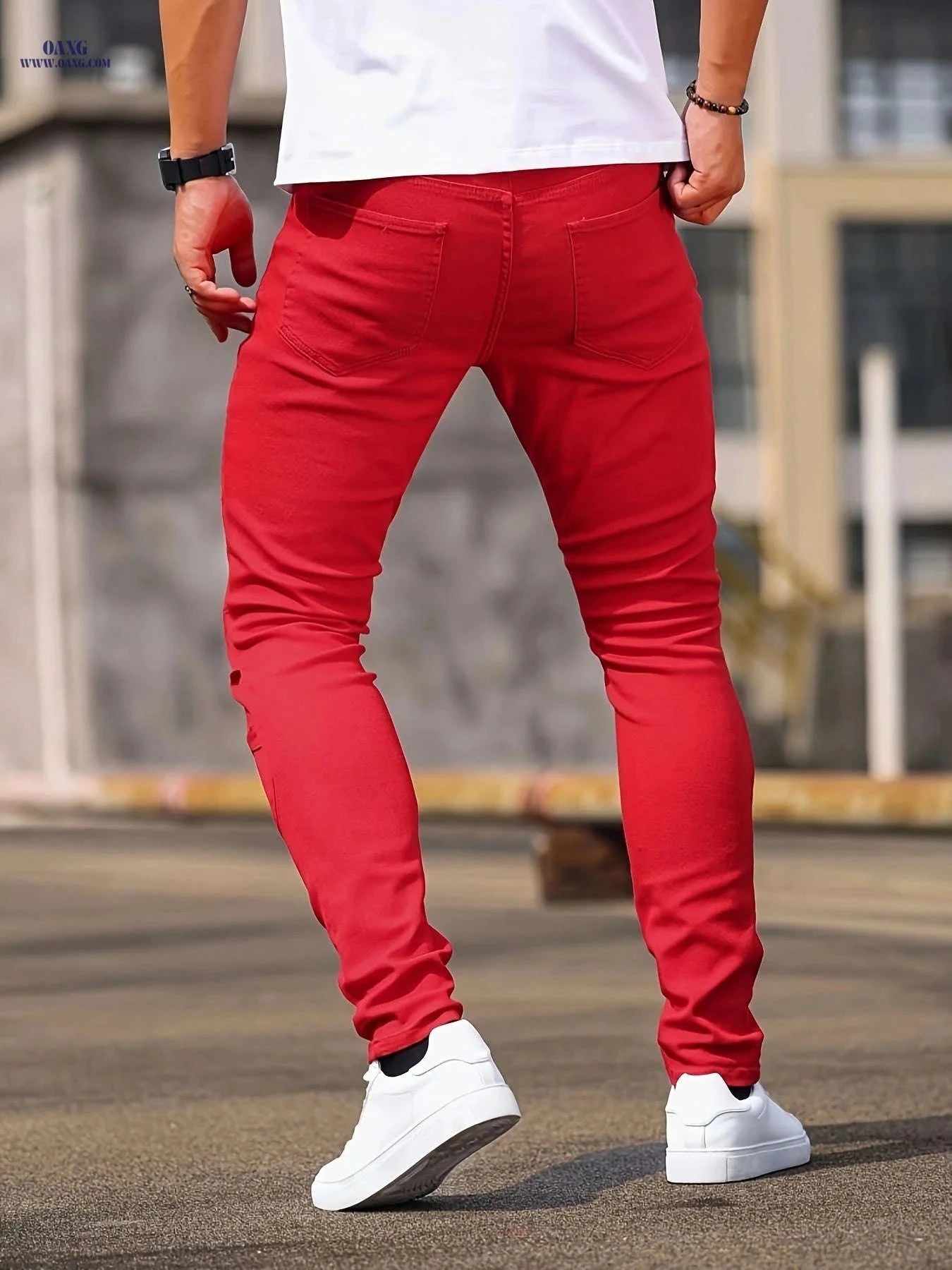 Men's Stretch Skinny Jeans - Slim-Fit Soft Denim for All Seasons   OAXG Ivory White / FR S