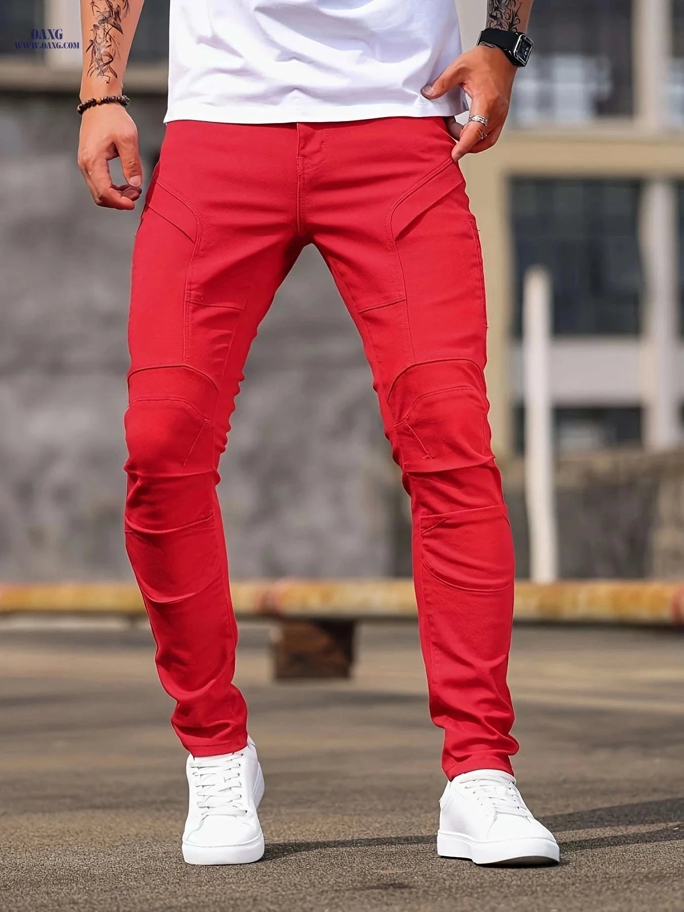 Men's Stretch Skinny Jeans - Slim-Fit Soft Denim for All Seasons   OAXG Ivory White / FR S