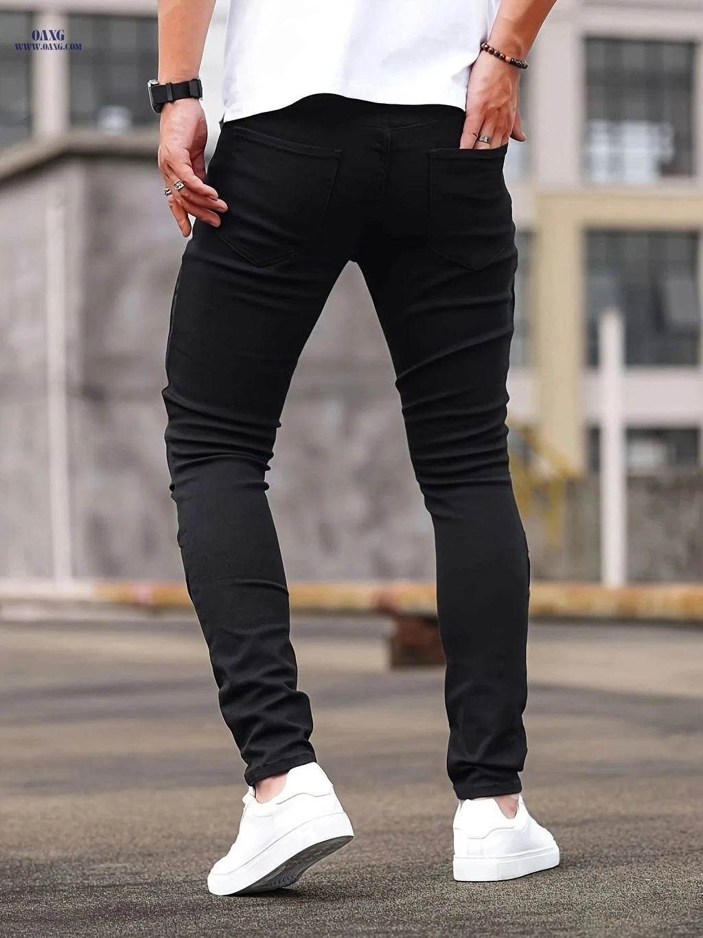 Men's Stretch Skinny Jeans - Slim-Fit Soft Denim for All Seasons   OAXG Ivory White / FR S