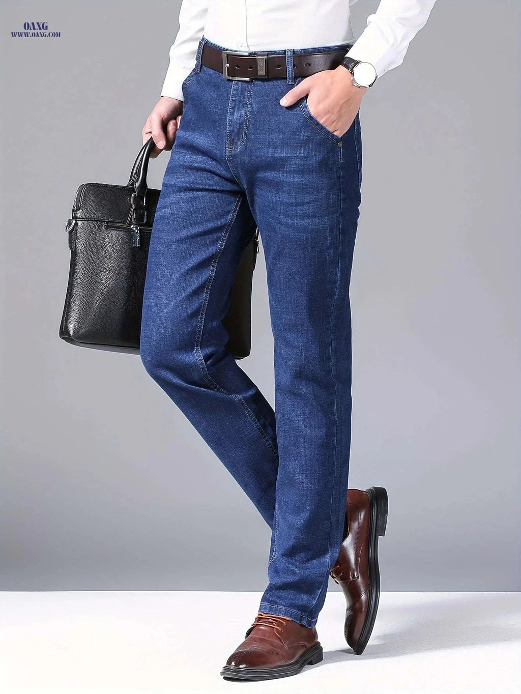 Men's Stretch Slim-Fit Jeans - All-Season Comfort & Machine Washable   OAXG 