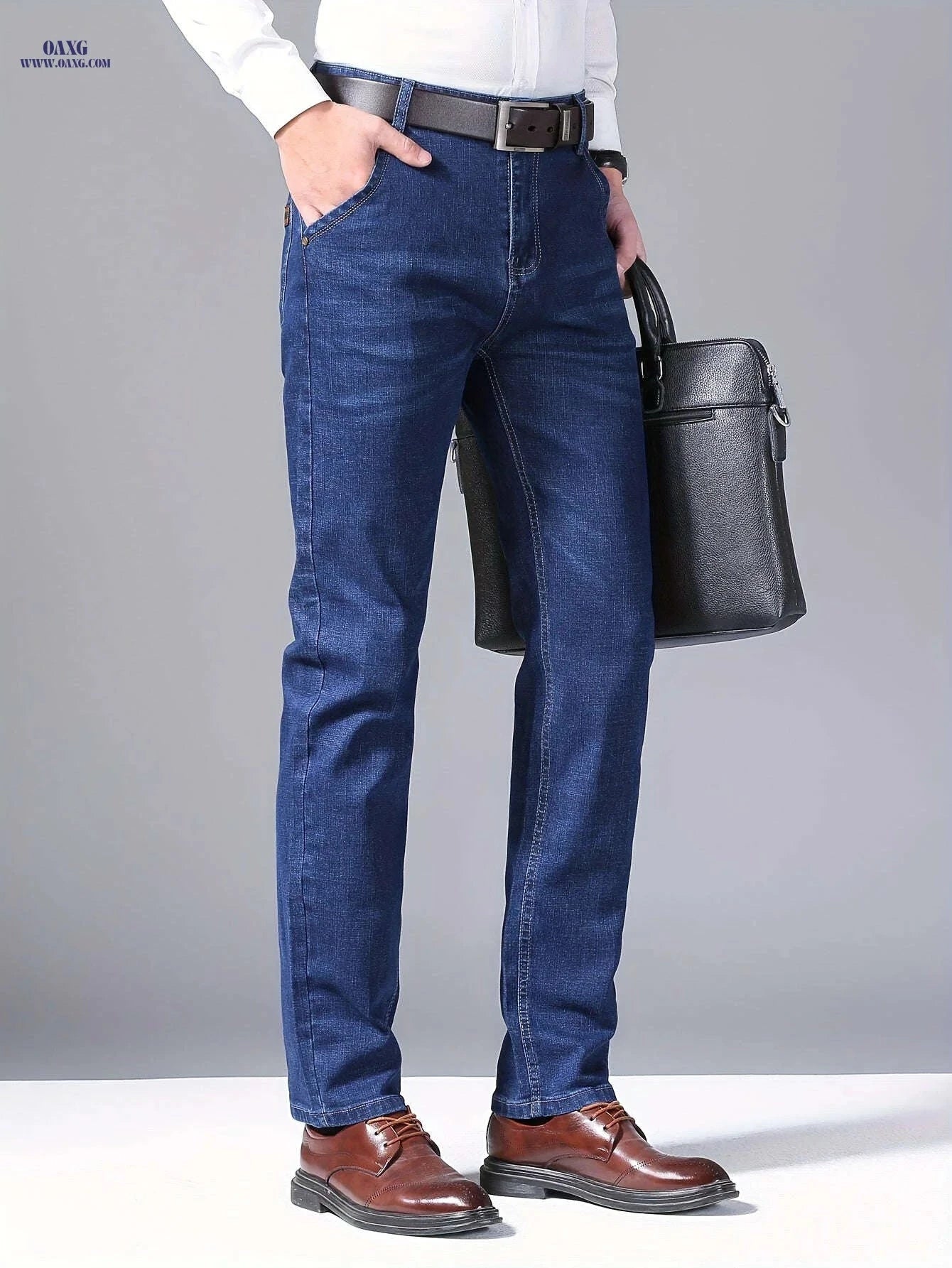 Men's Stretch Slim-Fit Jeans - All-Season Comfort & Machine Washable   OAXG LY-0053Blue / FR XS