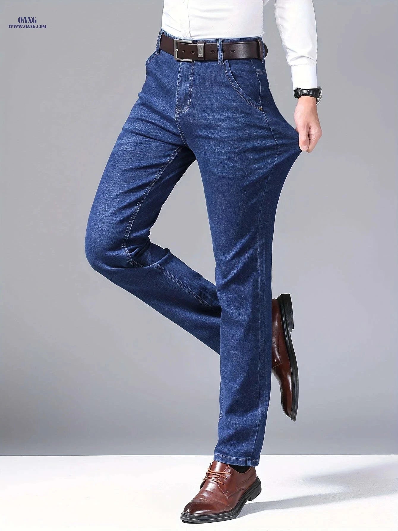 Men's Stretch Slim-Fit Jeans - All-Season Comfort & Machine Washable   OAXG LY-0053Blue / FR XS