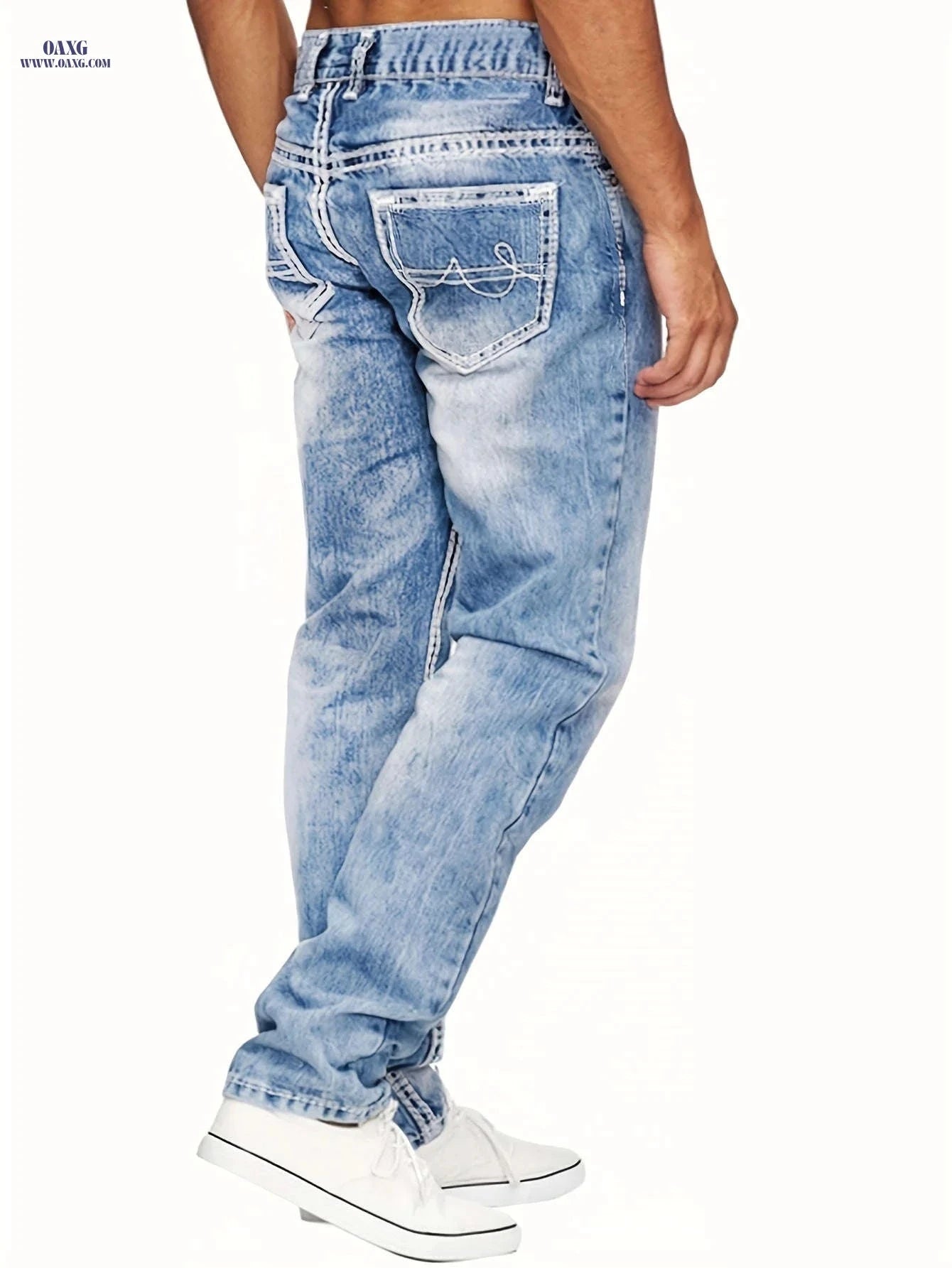 Men's Stretch Slim Fit Jeans - Comfortable Denim for All Seasons   OAXG Light Blue / FR S