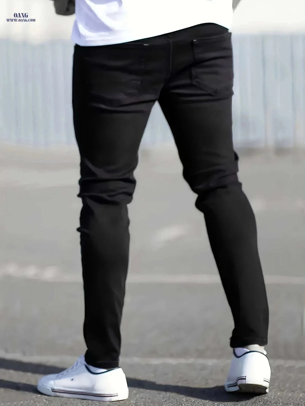 Men's Stretch Slim Fit Ripped Jeans - Classic All-Season Style   OAXG Ebony / FR S