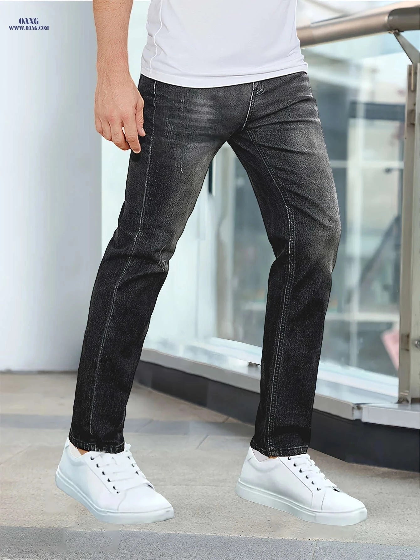 Men's Stretchy Blue Skinny Jeans - Slimming Fit for All Seasons   OAXG 