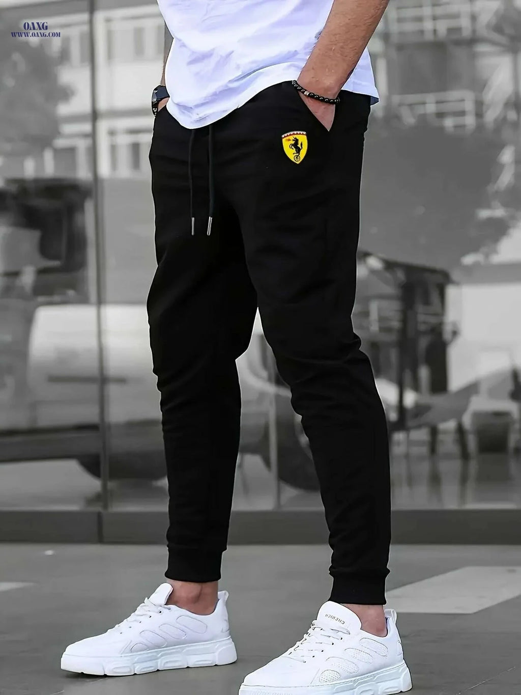 Men's Stretchy Jogger Pants - Athletic Fit with Zipper Pockets   OAXG Black / S