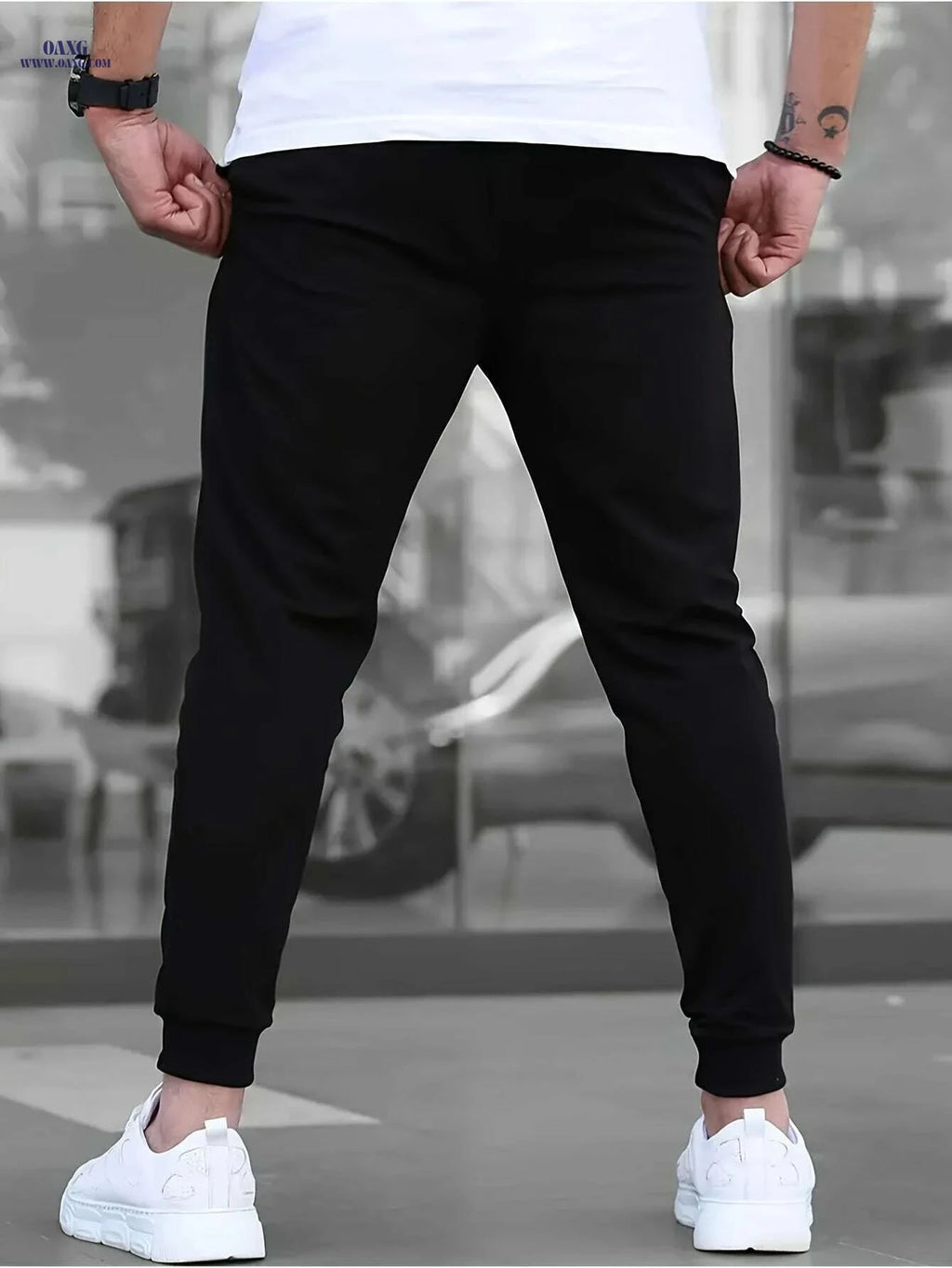 Men's Stretchy Jogger Pants - Athletic Fit with Zipper Pockets   OAXG Black / S