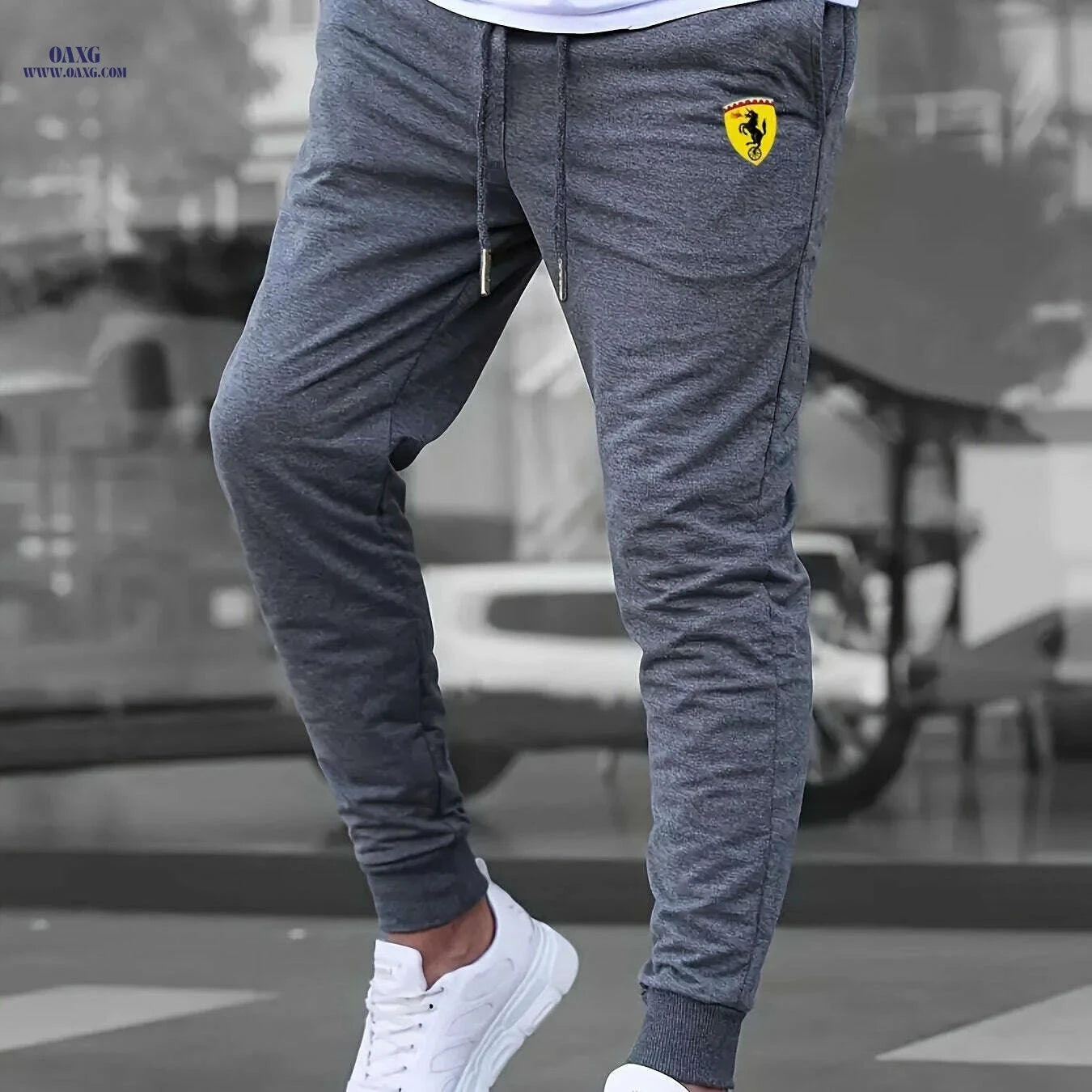 Men's Stretchy Jogger Pants - Athletic, Zipper Pockets, Gray   OAXG Black / S