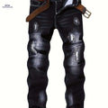 Men's Stretchy Slim-Fit Dark Blue Jeans - All-Season Comfort Fit   OAXG 