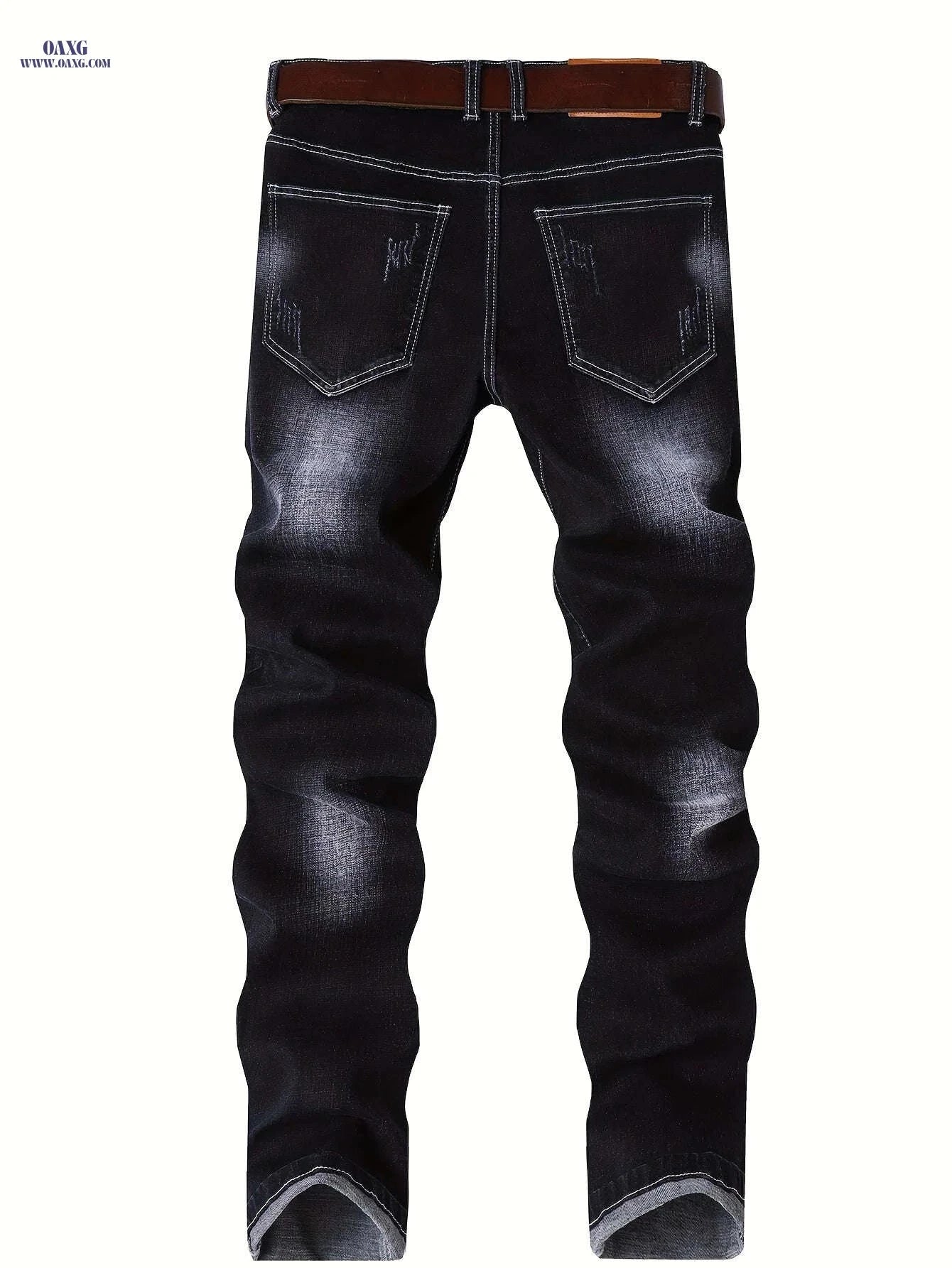 Men's Stretchy Slim-Fit Dark Blue Jeans - All-Season Comfort Fit   OAXG Black / FR 38