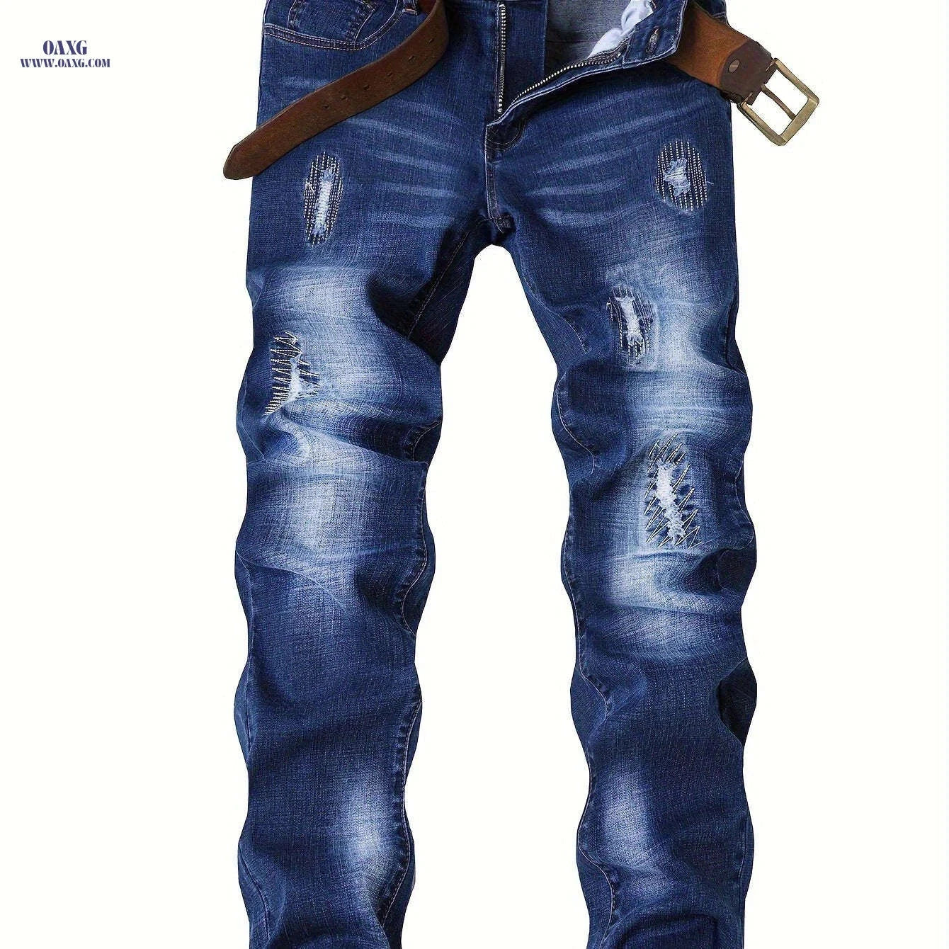 Men's Stretchy Slim-Fit Dark Blue Jeans - All-Season Comfort Fit   OAXG Black / FR 38