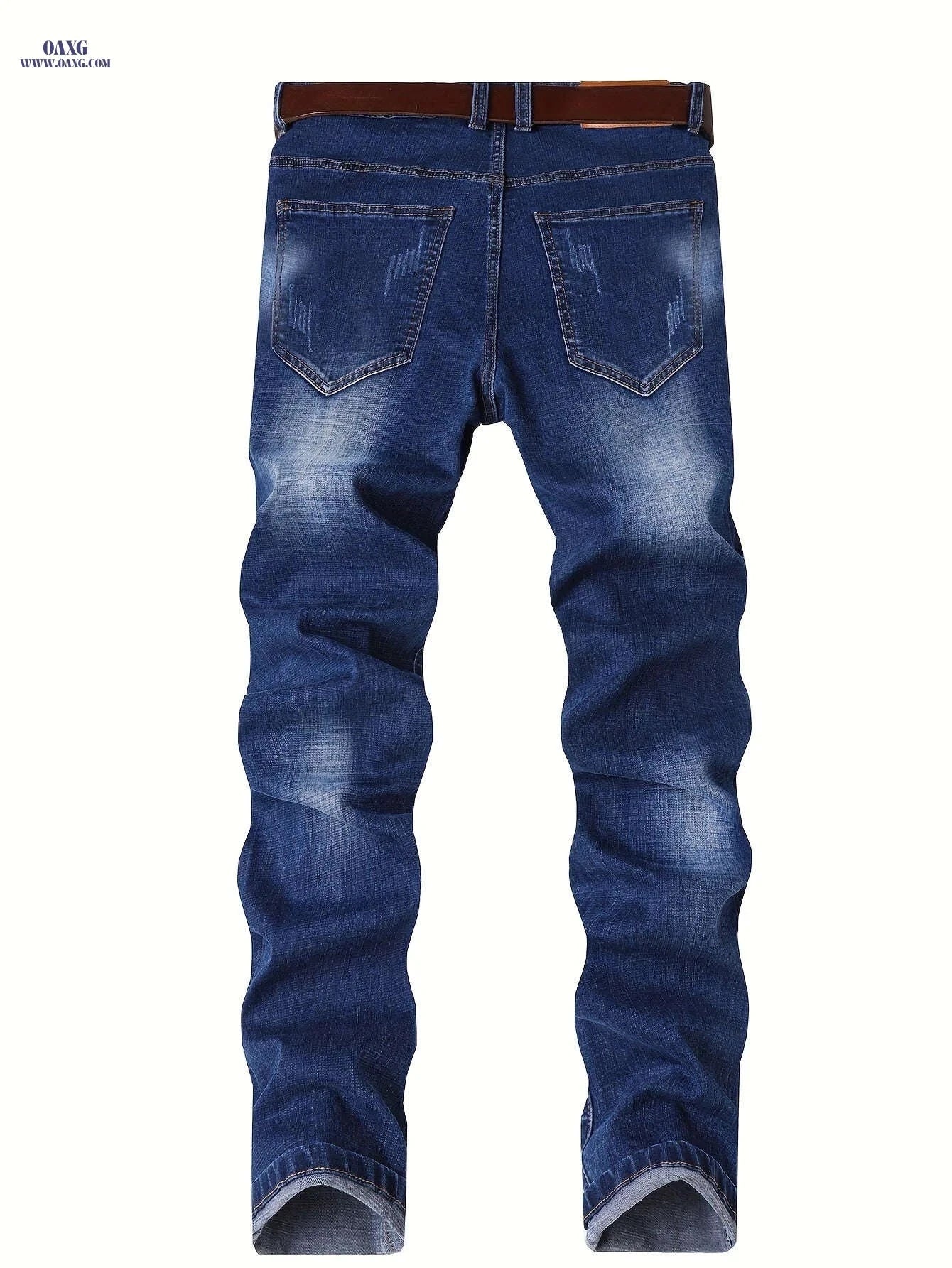 Men's Stretchy Slim-Fit Dark Blue Jeans - All-Season Comfort Fit   OAXG Black / FR 38