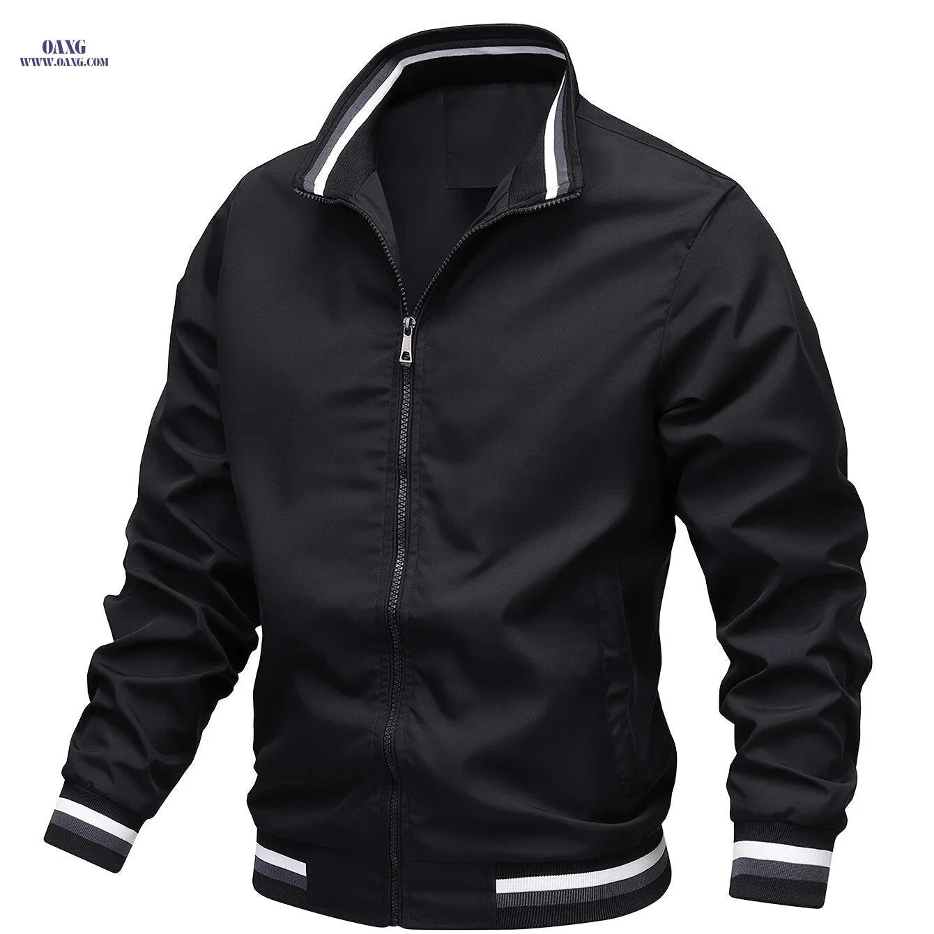 Men's Stripe Edge Bomber Jacket - Casual Zip Up for Spring/Fall   OAXG 