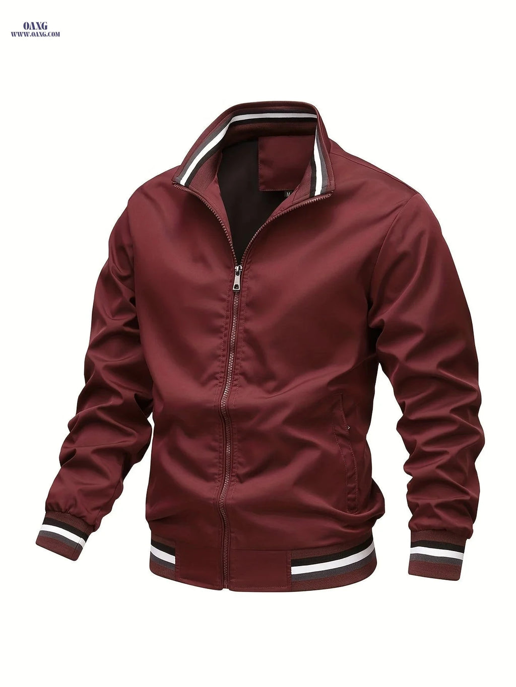 Men's Stripe Edge Bomber Jacket - Casual Zip Up for Spring/Fall   OAXG 