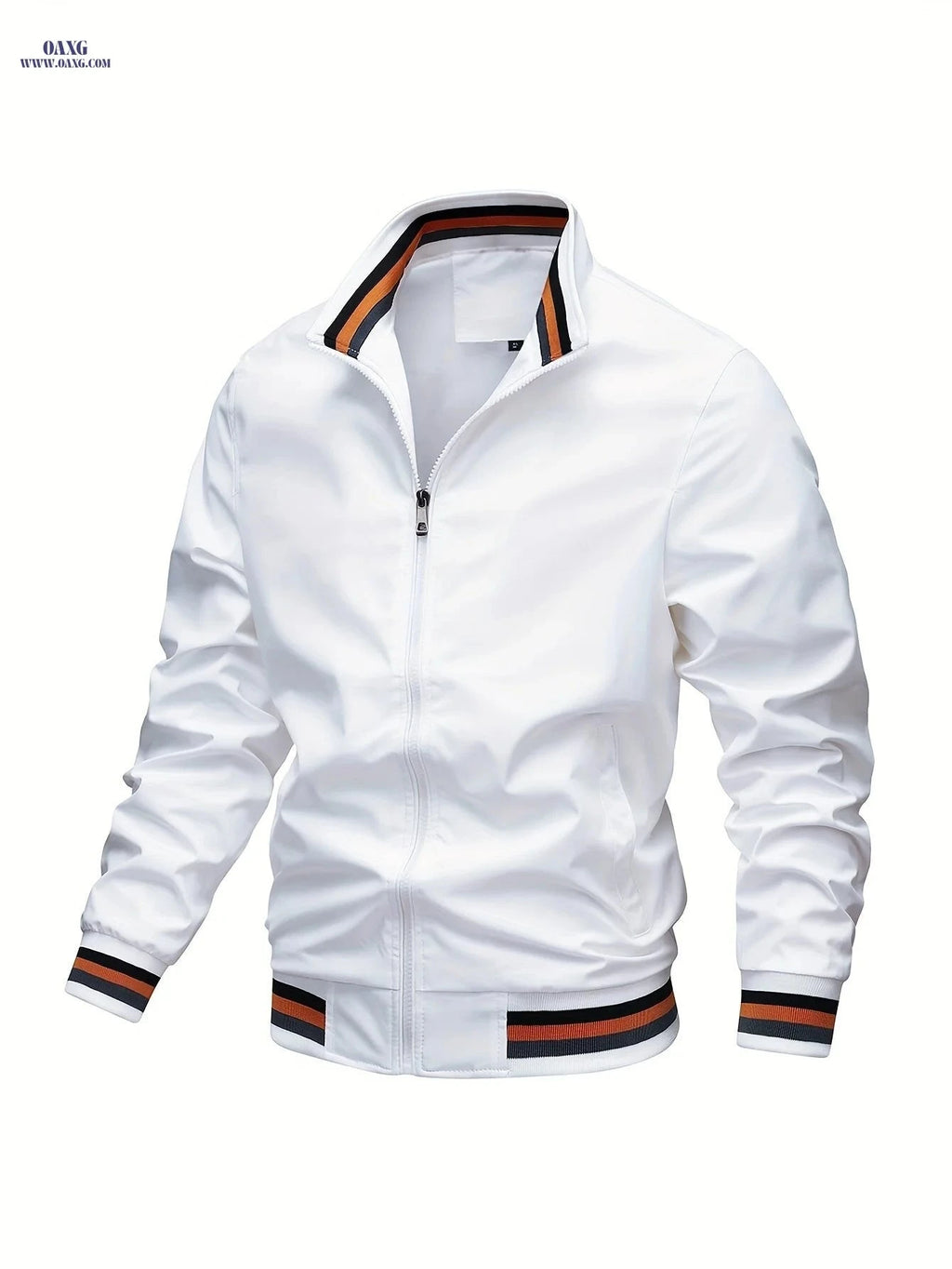 Men's Stripe Edge Bomber Jacket - Casual Zip Up for Spring/Fall   OAXG 
