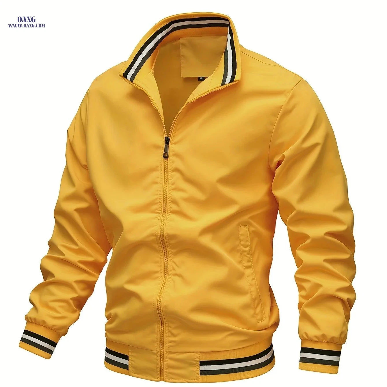 Men's Stripe Edge Bomber Jacket - Casual Zip Up for Spring/Fall   OAXG 
