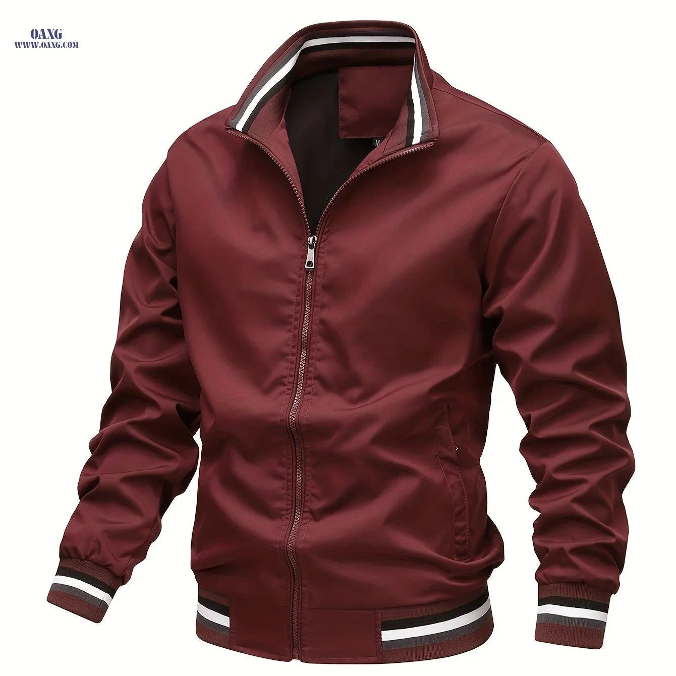 Men's Stripe Edge Bomber Jacket - Casual Zip Up for Spring/Fall   OAXG 