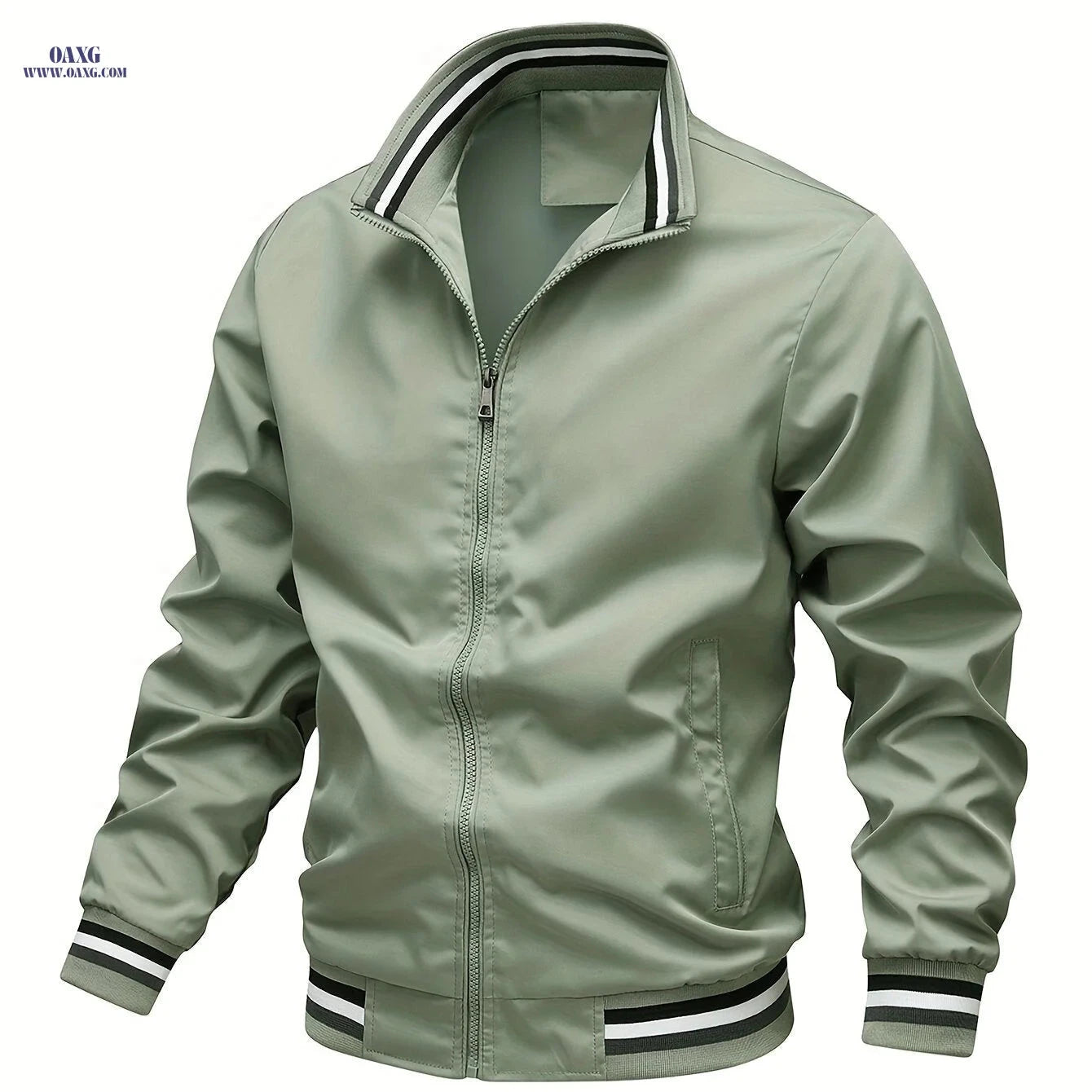 Men's Stripe Edge Bomber Jacket - Casual Zip Up for Spring/Fall   OAXG 