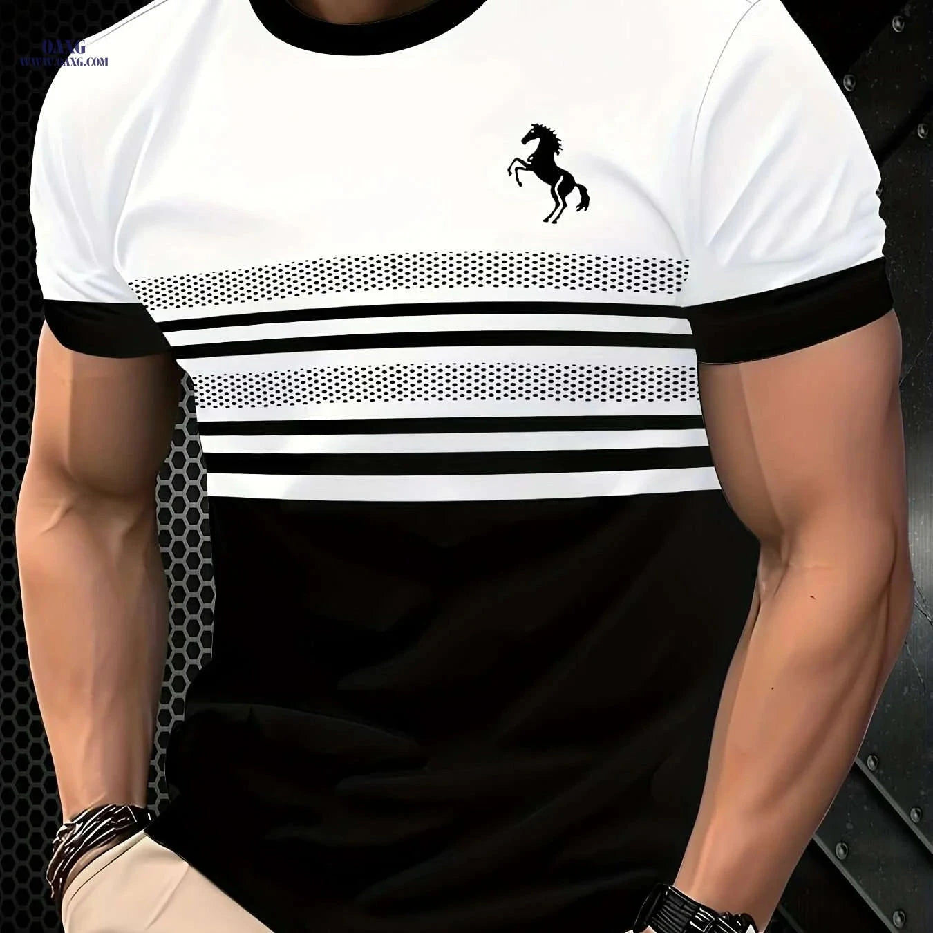 Men's Striped Horse 3D Print T-Shirt - Casual Summer Sportswear   OAXG Mixed Color / S