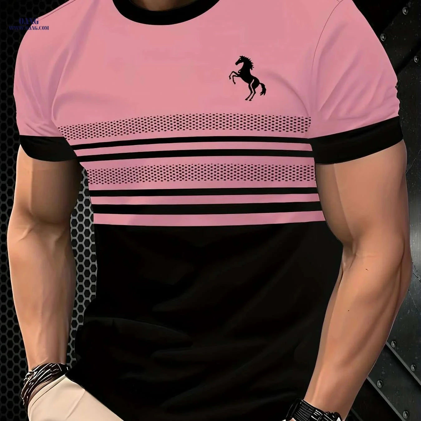 Men's Striped Horse 3D Print T-Shirt - Casual Summer Sportswear   OAXG Mixed Color / S