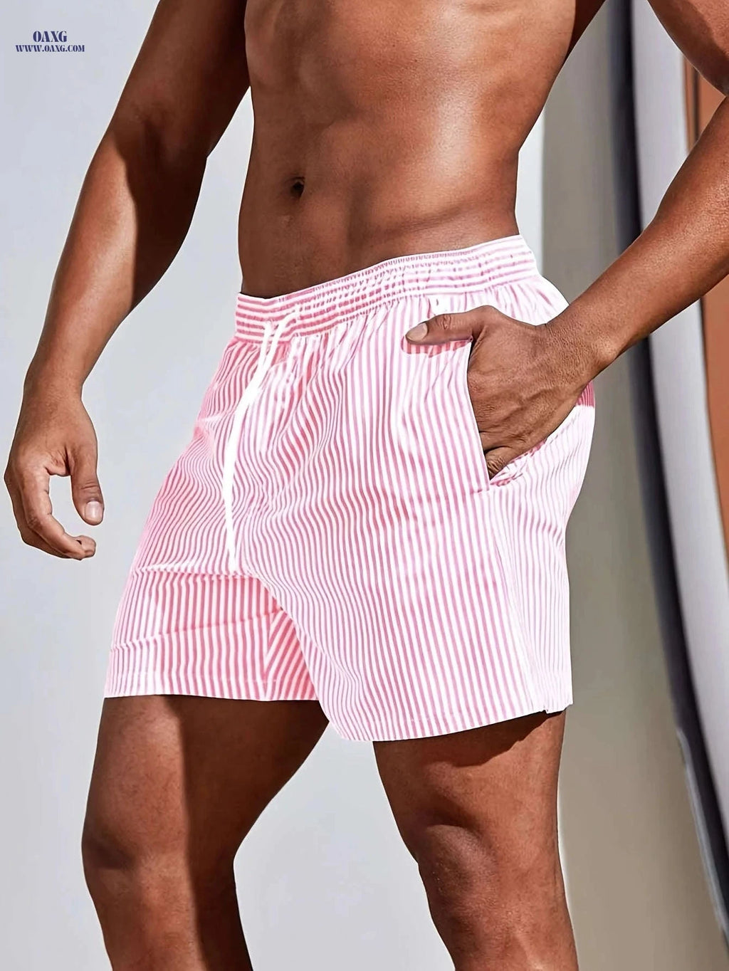 Men's Striped Lightweight Sports Shorts - Casual & Comfortable Fit   OAXG Blue / FR S