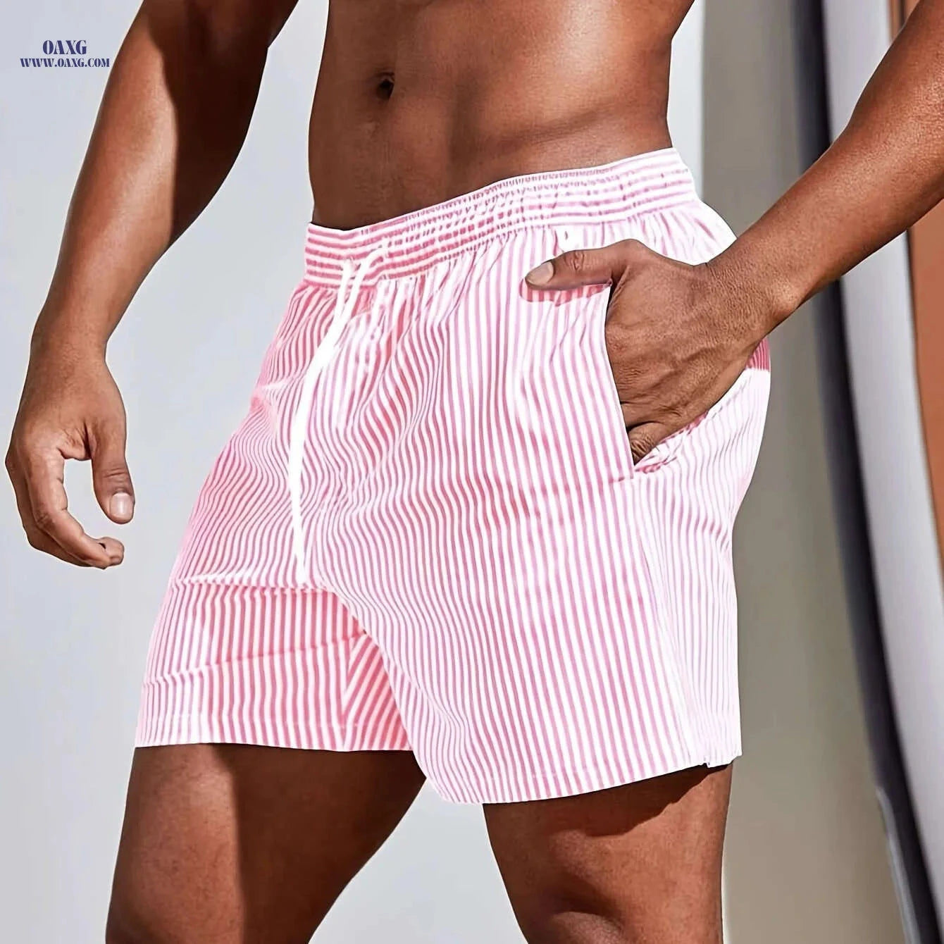 Men's Striped Lightweight Sports Shorts - Casual & Comfortable Fit   OAXG Blue / FR S