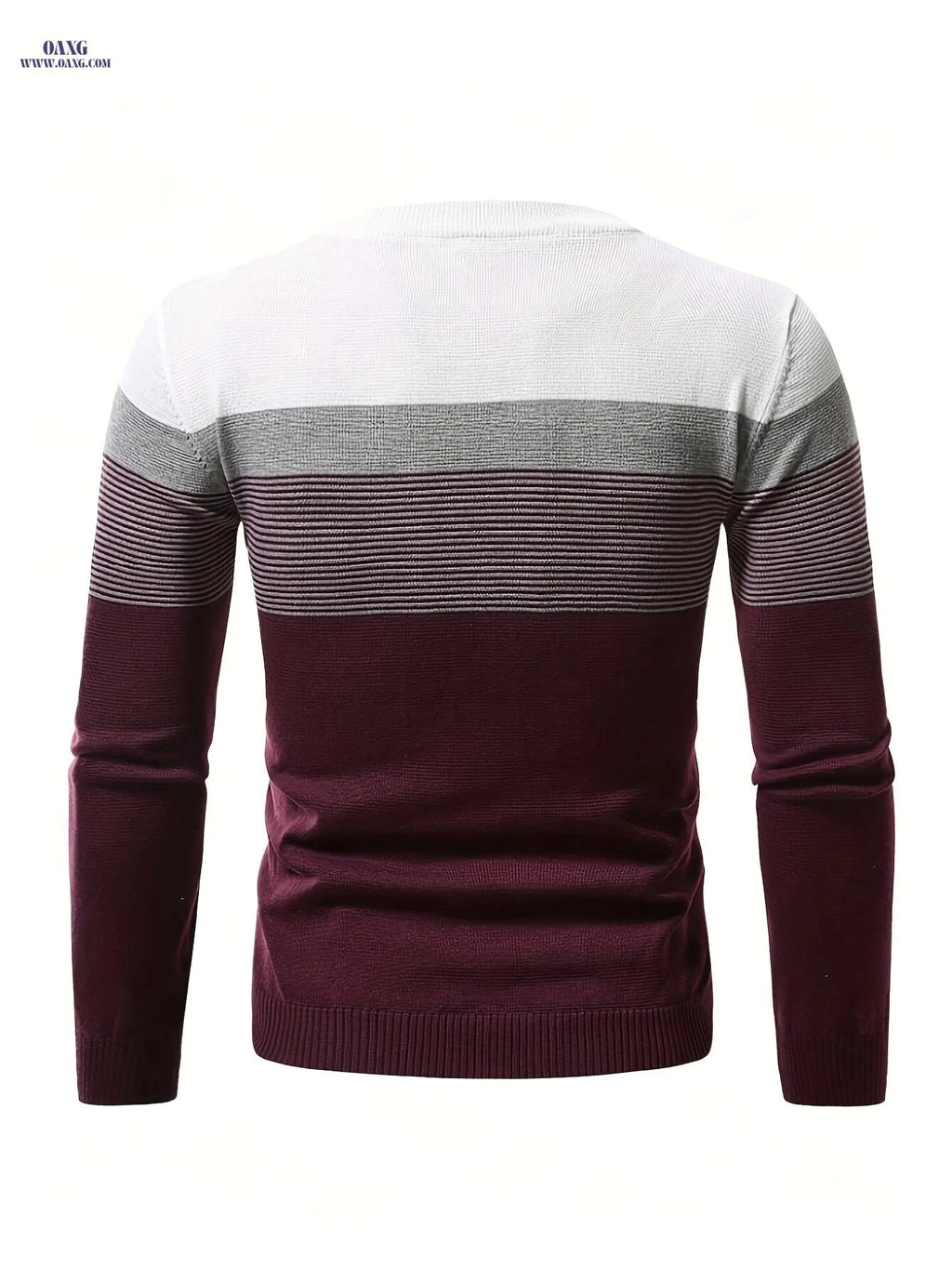 Men's Striped Round Neck Pullover Sweater - Warm Cotton Knit   OAXG 