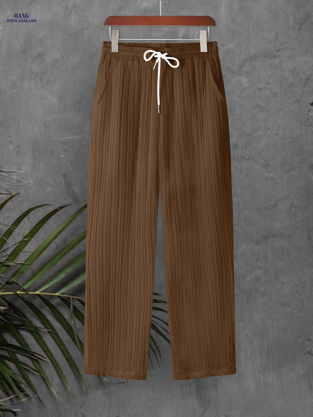 Men's Striped Texture Drawstring Pants - Casual Outdoor Trousers   OAXG 