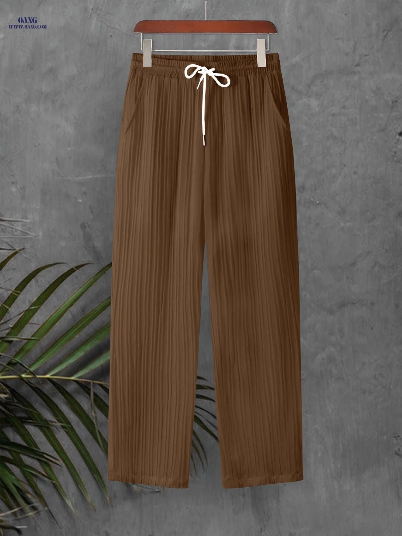 Men's Striped Texture Drawstring Pants - Casual Outdoor Trousers   OAXG 