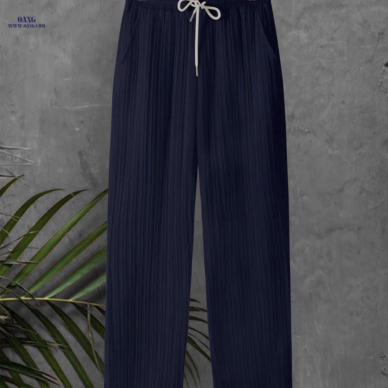 Men's Striped Texture Drawstring Pants - Casual Outdoor Trousers   OAXG 