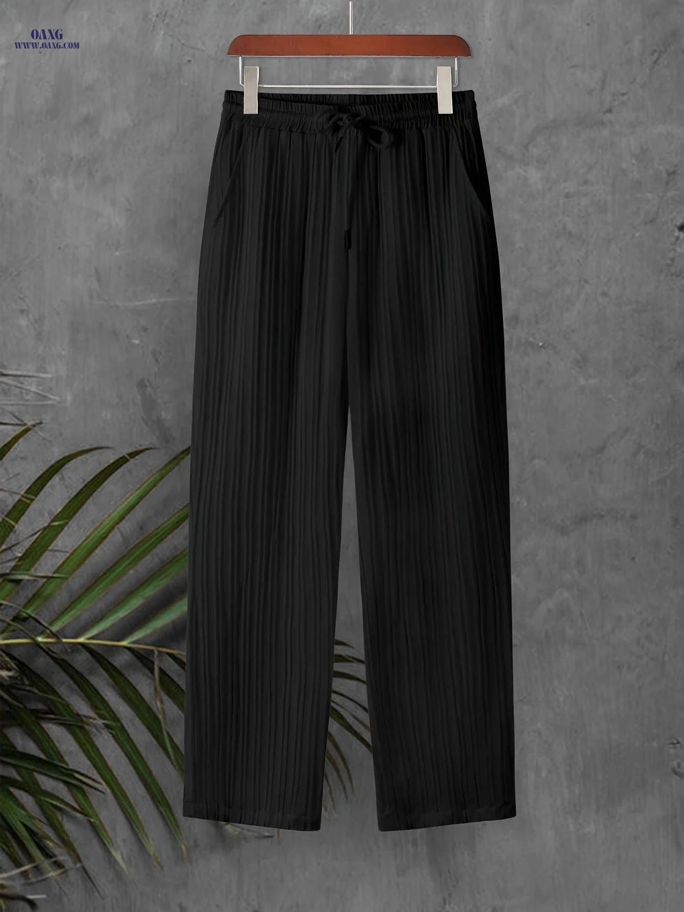 Men's Striped Texture Drawstring Pants - Casual Outdoor Trousers   OAXG 