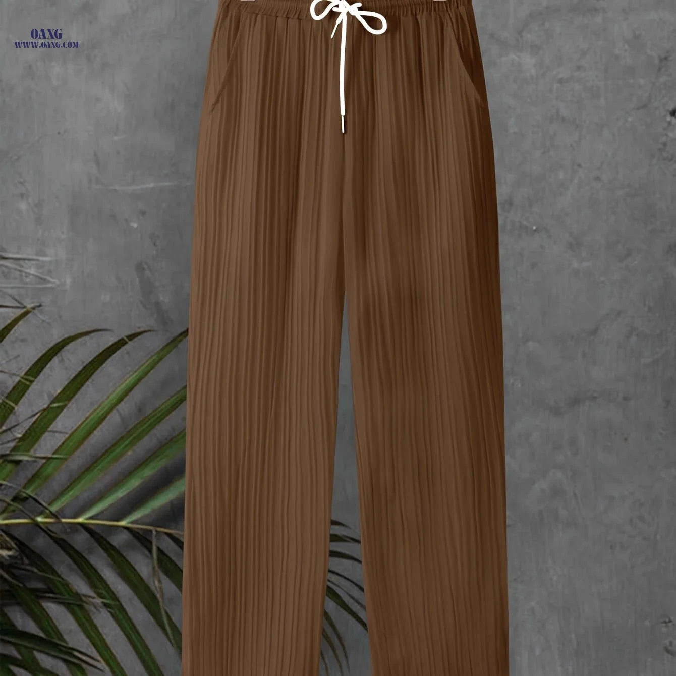 Men's Striped Texture Drawstring Pants - Casual Outdoor Trousers   OAXG White / FR M